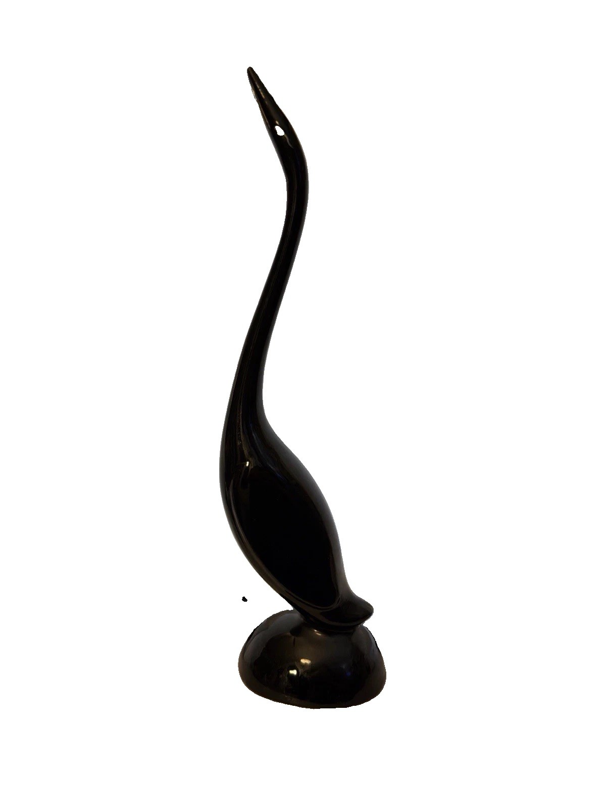 Vtg Mid Century Modern ARNEL’S black Ceramic Crane Bird Egret Figurine MCM