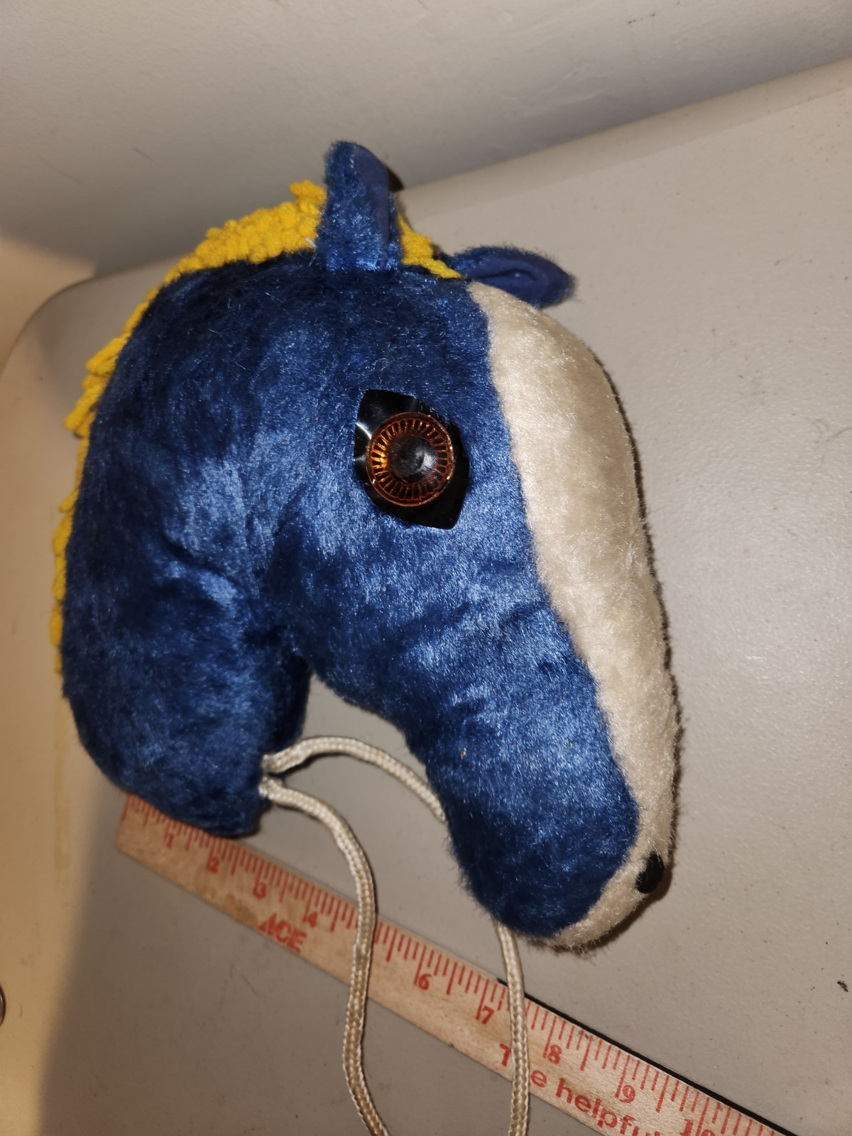 Vintage Blue Hobby Stick Horse Head Toy Stick Riding Cowboy Western - NO STICK