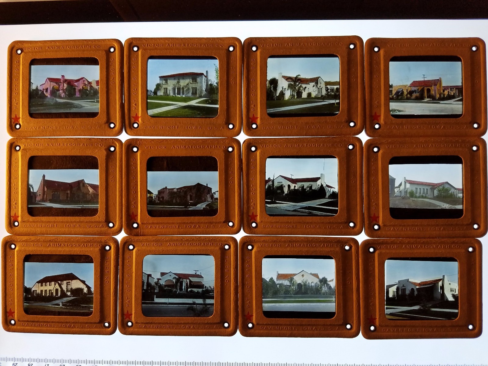 1910's RARE CALIFORNIA BUNGALOW COLOR GLASS SLIDES X 23 LOS ANGELES ARCHITECTURE