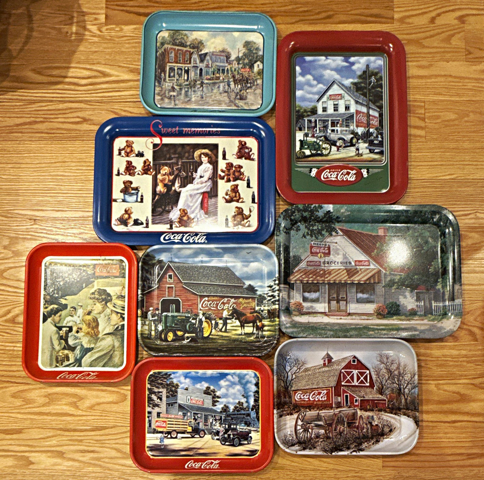 Vintage Coca-Cola Lot of 8 Advertising Trays - 90s/00s Vintage Coca-Cola Lot of 8 Advertising Trays - 90s/00s