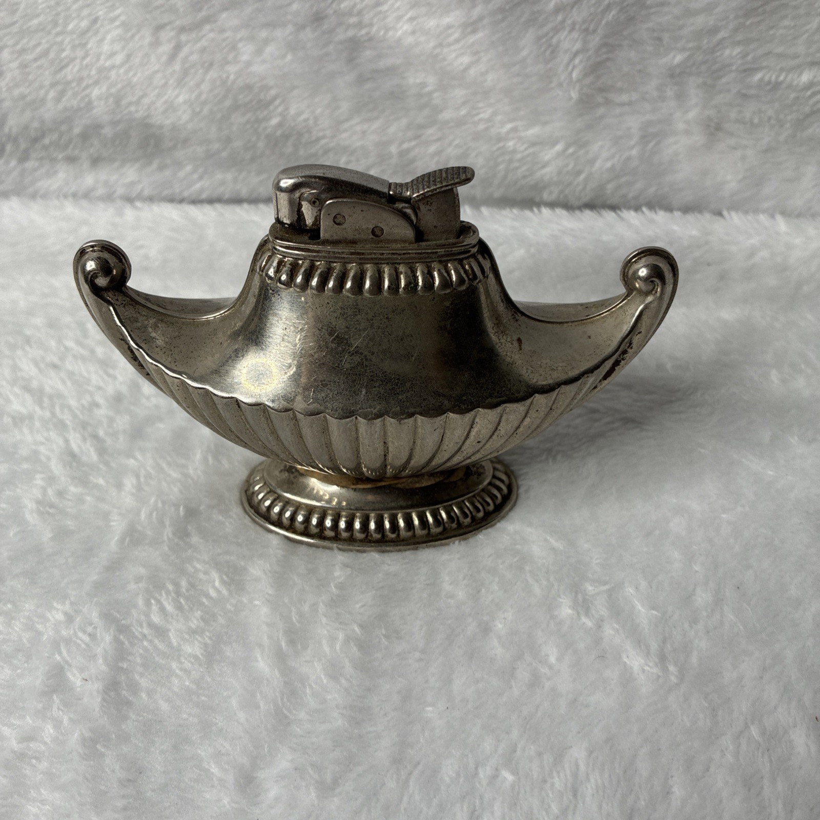 Vintage Evans Genie Lamp Table Lighter Silverplate MCM 1950s USA