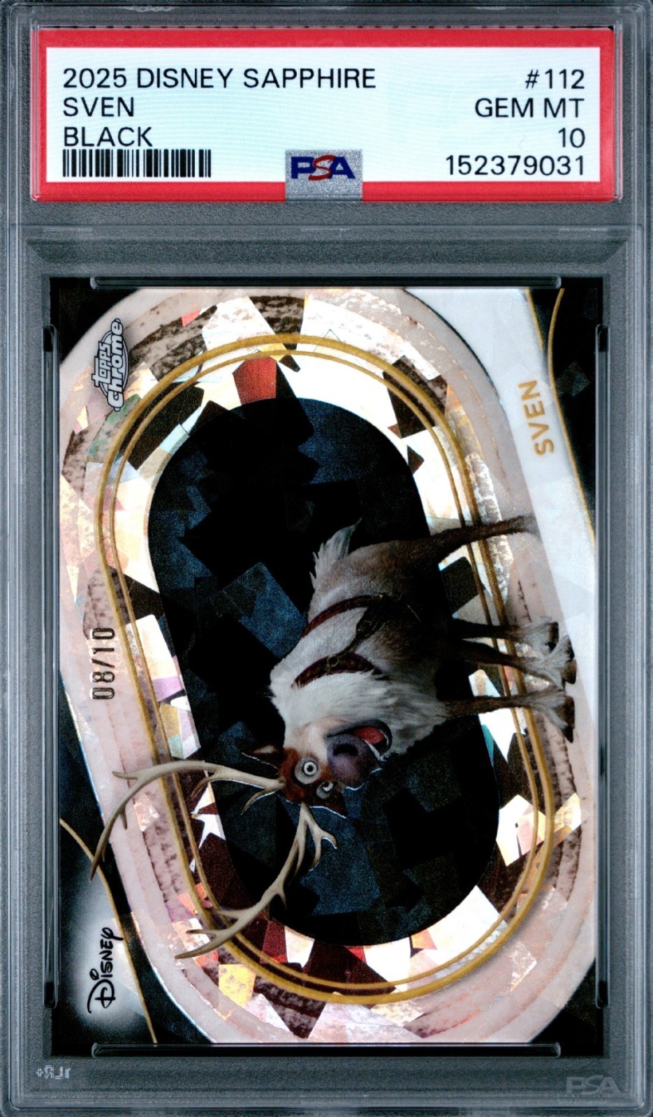 2025 Topps Chrome Disney Sapphire PSA 10 Sven /10 Black Refractor #112 Frozen 2025 Topps Chrome Disney Sapphire PSA 10 Sven /10 Black Refractor #112 Frozen