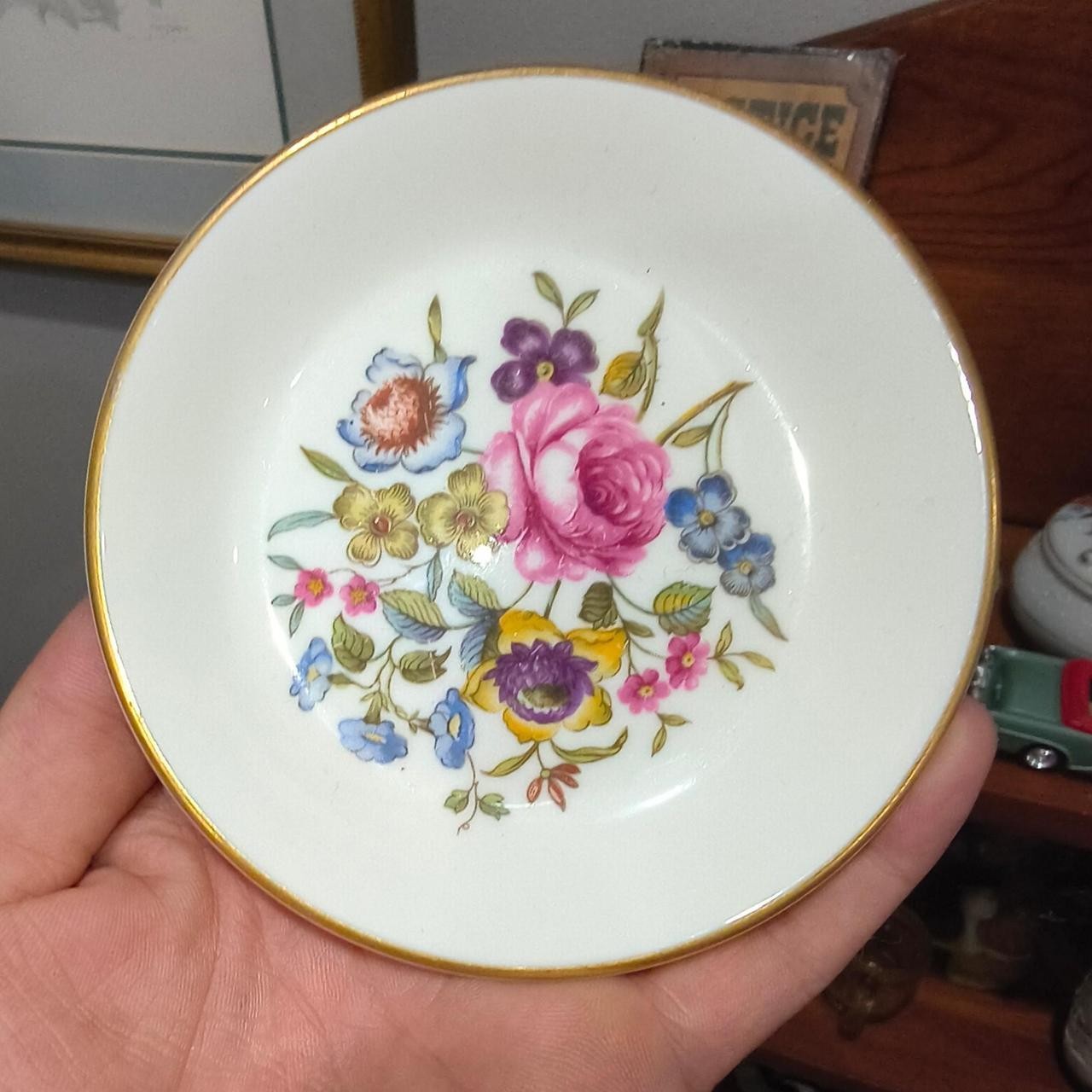 35. Vintage Royal Worcester Floral Porcelain Plate about 3.5\ 35. Vintage Royal Worcester Floral Porcelain Plate about 3.5\