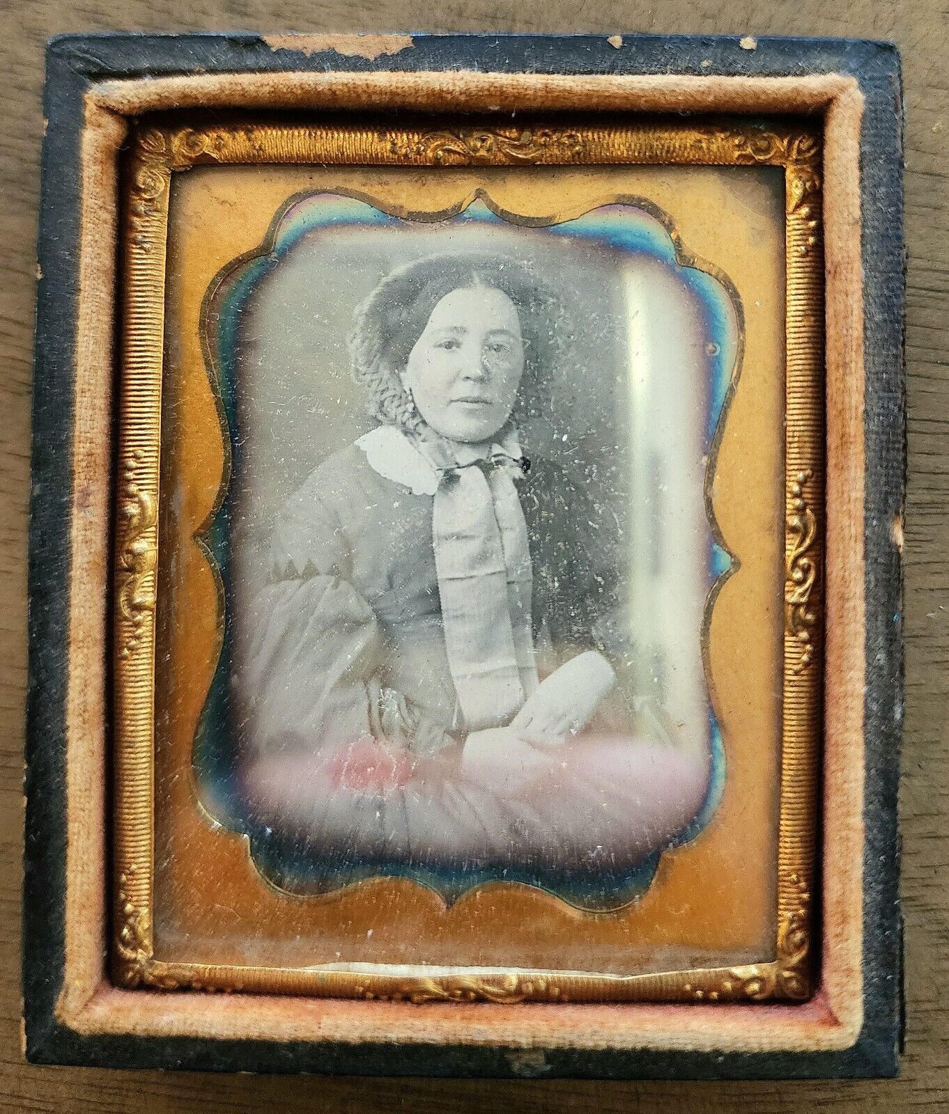 Daguerreotype Antique Lady In A Bonnet Portrait Tyler&Co Boston 1/9th Plate