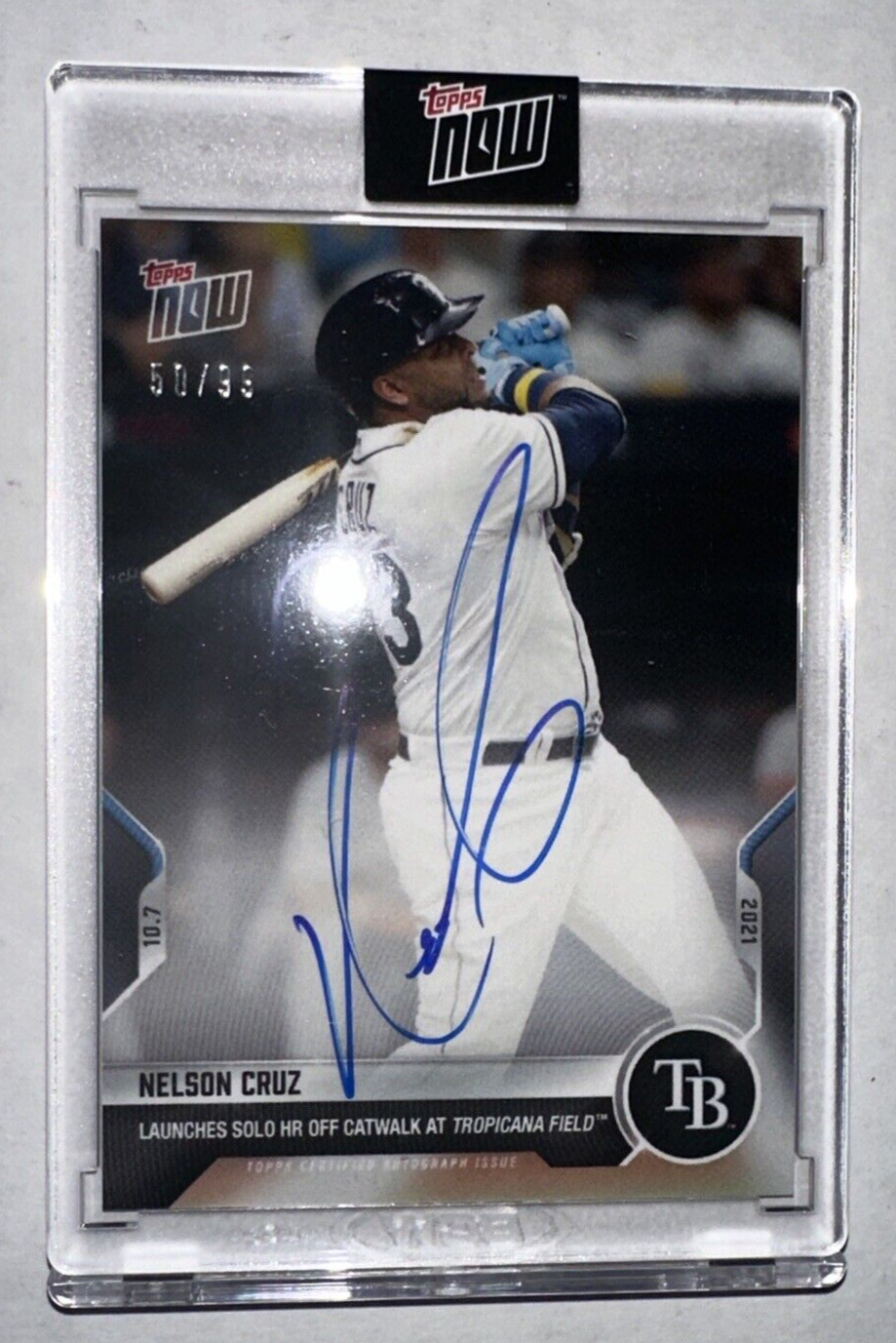 NELSON CRUZ SIGNED LAUNCHES SOLO HR OFF TROP CATWALK TOPPS NOW AUTO CARD #925A
