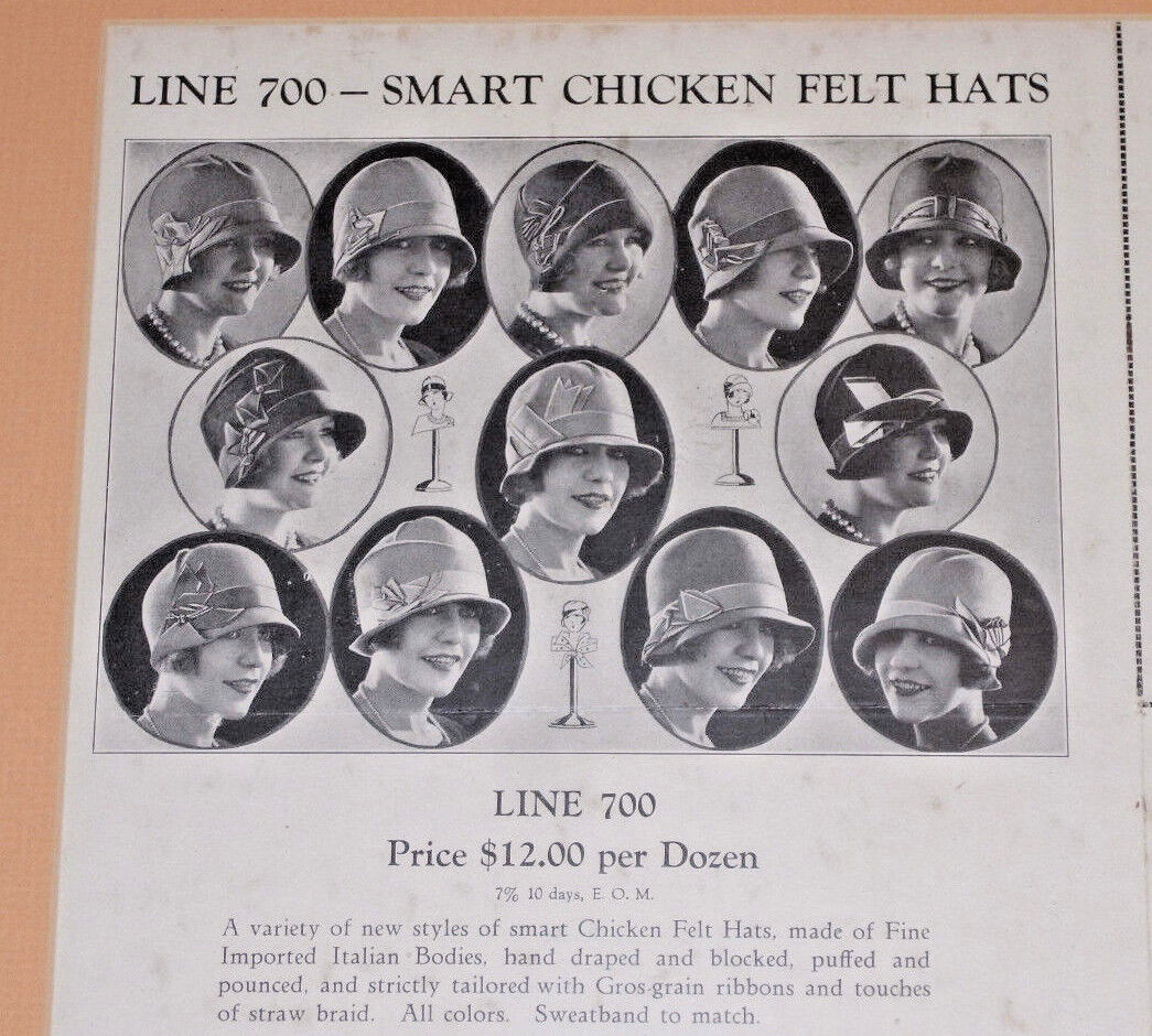VINTAGE 1920s WOMEN'S FLAPPER HAT POSTER/ORDER FORM FRAMED 15x21 PICS & PRICES VINTAGE 1920s WOMEN'S FLAPPER HAT POSTER/ORDER FORM FRAMED 15x21 PICS & PRICES