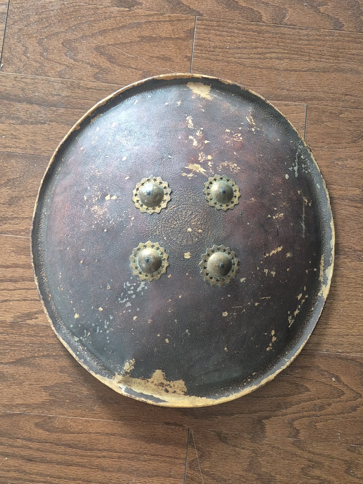 authentic Indian/India hide Dhal shield antique 19th c 1800s rajput warrior
