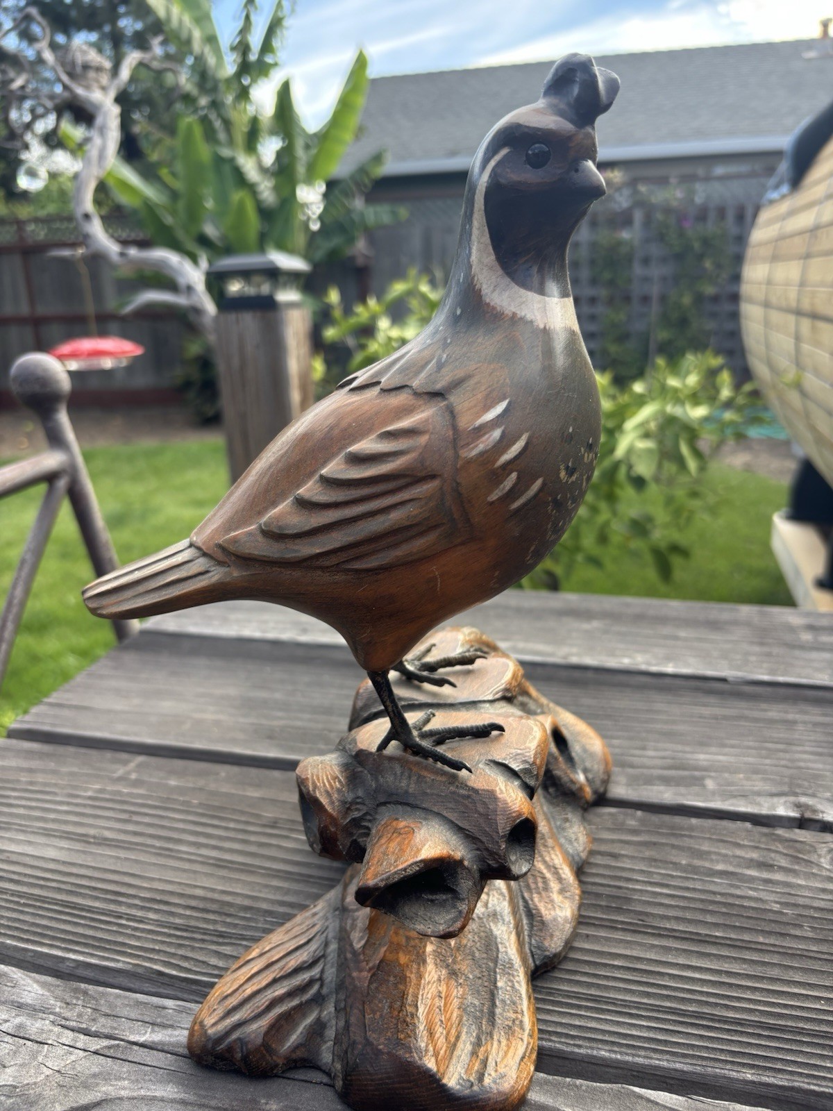 California Quail wood carving by Dale Jordan, dated 1991 California Quail wood carving by Dale Jordan, dated 1991
