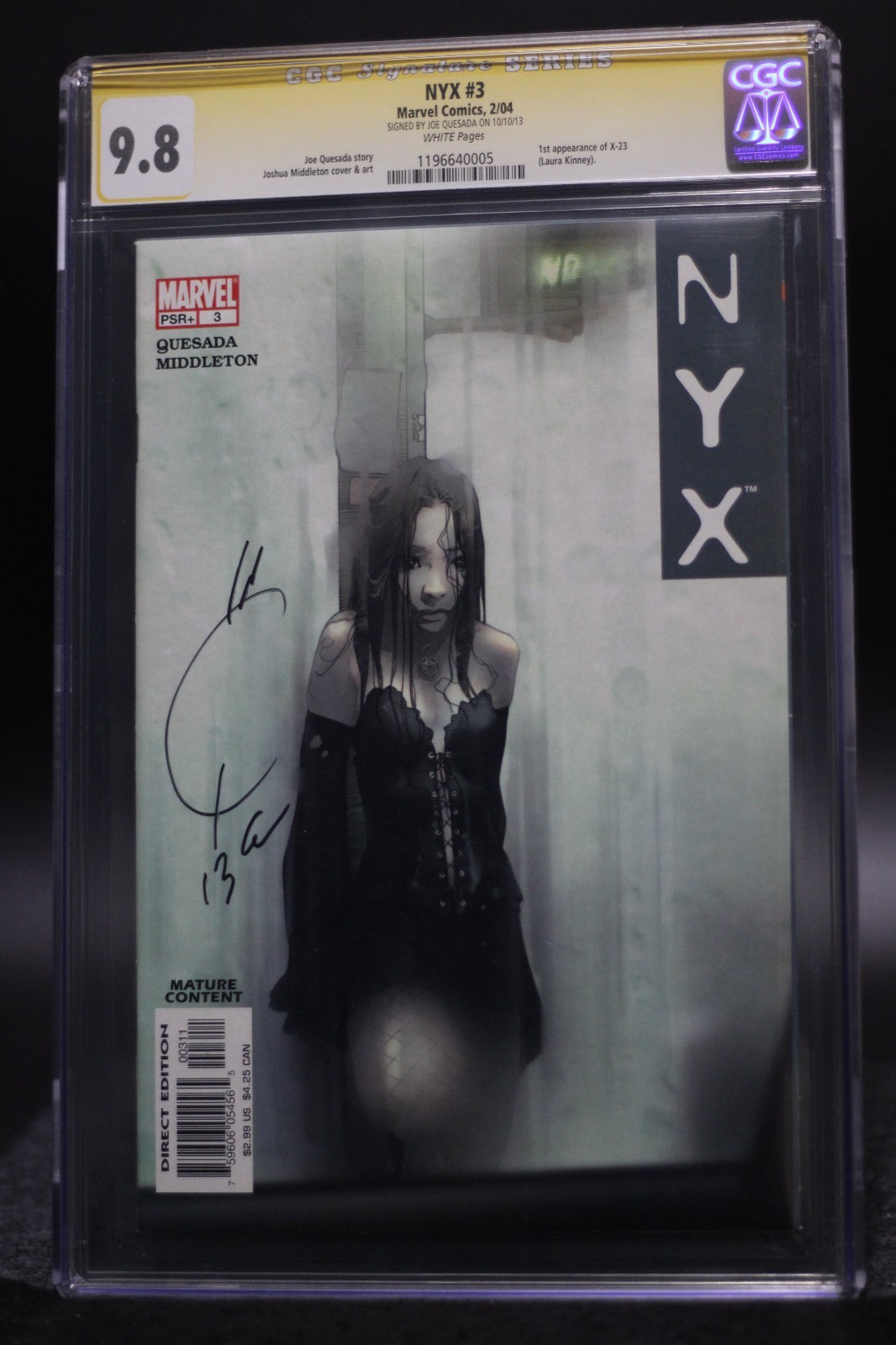 NYX (2003) #3 Signed By Joe Quesada 1st App. Of X-23 CGC SS 9.8 White Pages