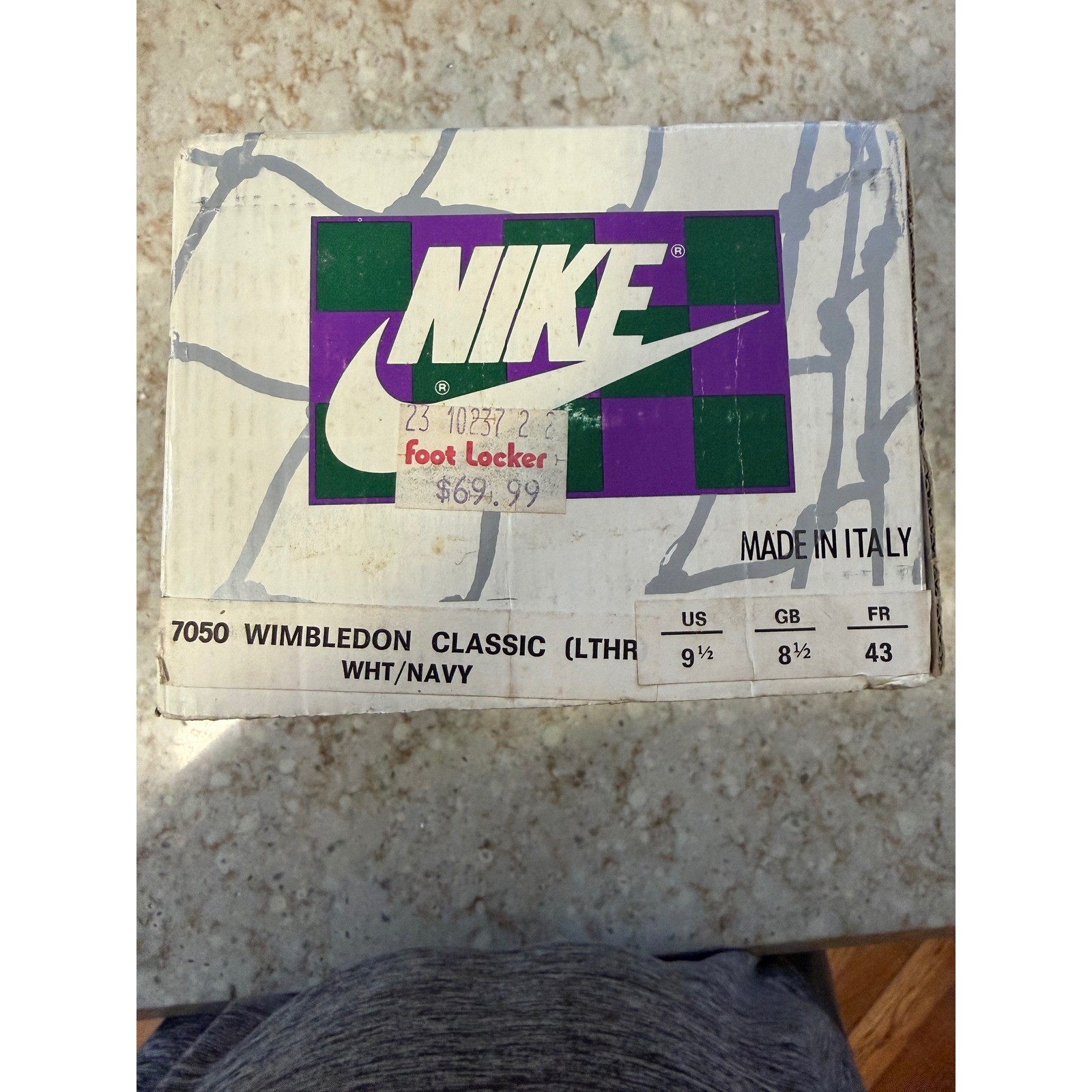 Vintage 80s Nike Wimbledon Classic Shoebox Made in Italy Empty Box 7050 Size 9.5 Vintage 80s Nike Wimbledon Classic Shoebox Made in Italy Empty Box 7050 Size 9.5