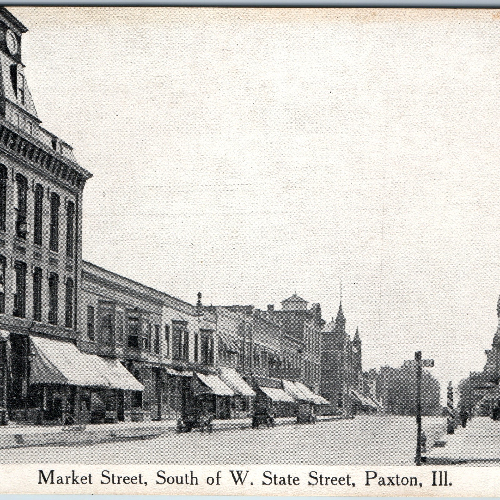 c1910s Paxton, IL Market Street Downtown Scene Commander Bldg. Cars Barber A379 c1910s Paxton, IL Market Street Downtown Scene Commander Bldg. Cars Barber A379