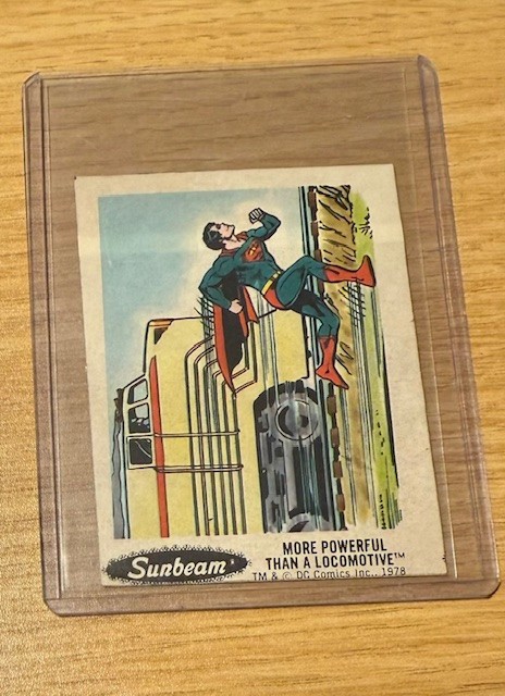 1978 DC Comics Sunbeam Superhero Stickers Superman Trading Card #19 of 30 1978 DC Comics Sunbeam Superhero Stickers Superman Trading Card #19 of 30
