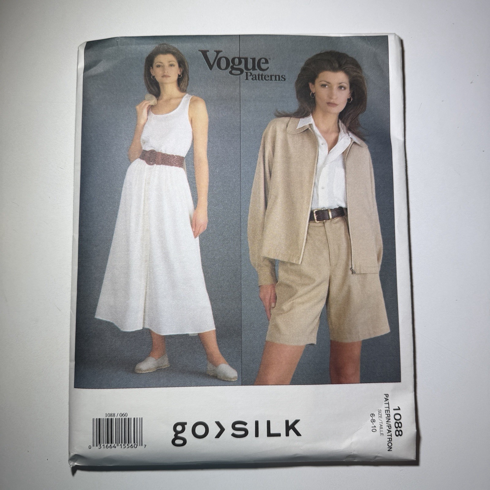 VTG NEW Vogue 1088 Go Silk Designer Pattern Sz 6 8 10 Jacket Skirt Short Uncut