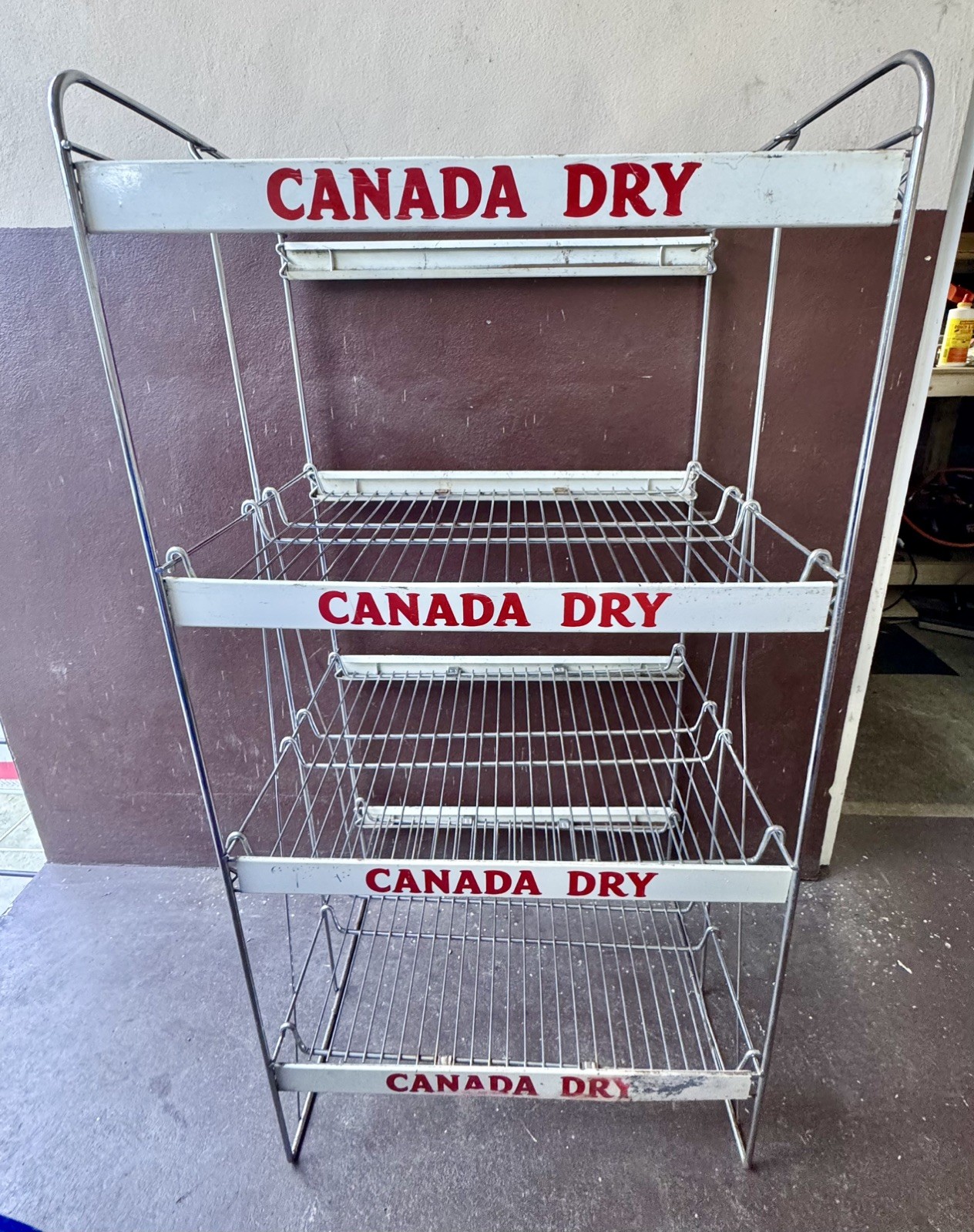 Vintage Canada Dry Soda Metal Wire Store Display Rack 4-Tier 1960s Advertising Vintage Canada Dry Soda Metal Wire Store Display Rack 4-Tier 1960s Advertising