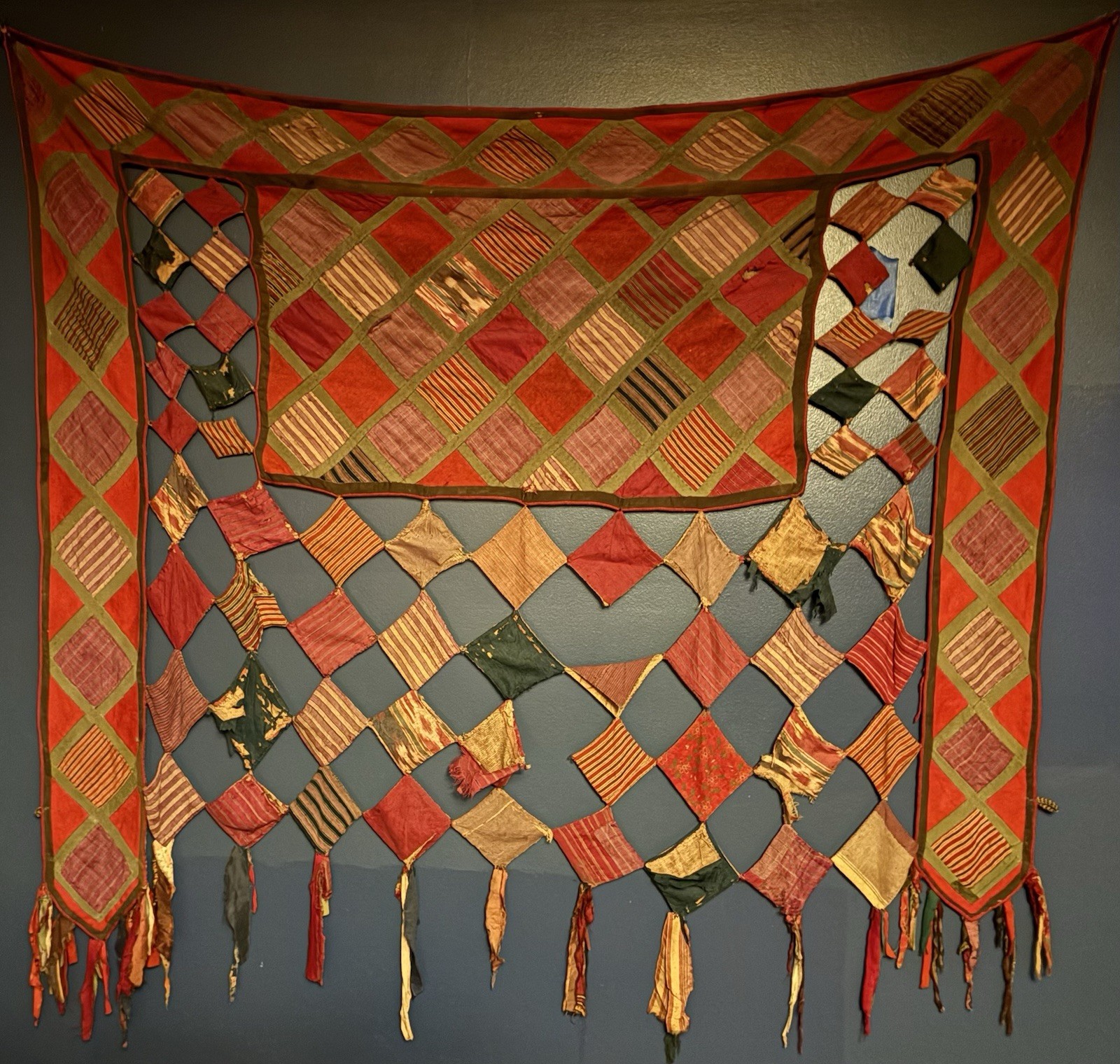 Antique Turkoman embroidered camel trapping, an Asmalyk Antique Turkoman embroidered camel trapping, an Asmalyk