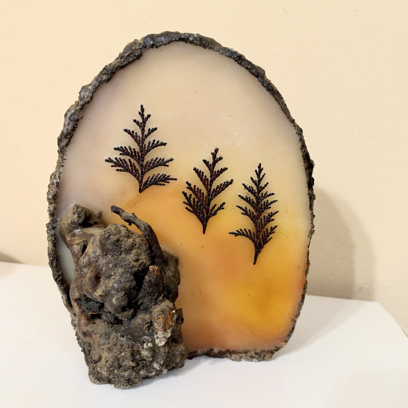 VTG 1970s Glowing Wax Landscape Candle Art Studio Large 8.5” Decor 3D Scenic VTG 1970s Glowing Wax Landscape Candle Art Studio Large 8.5” Decor 3D Scenic