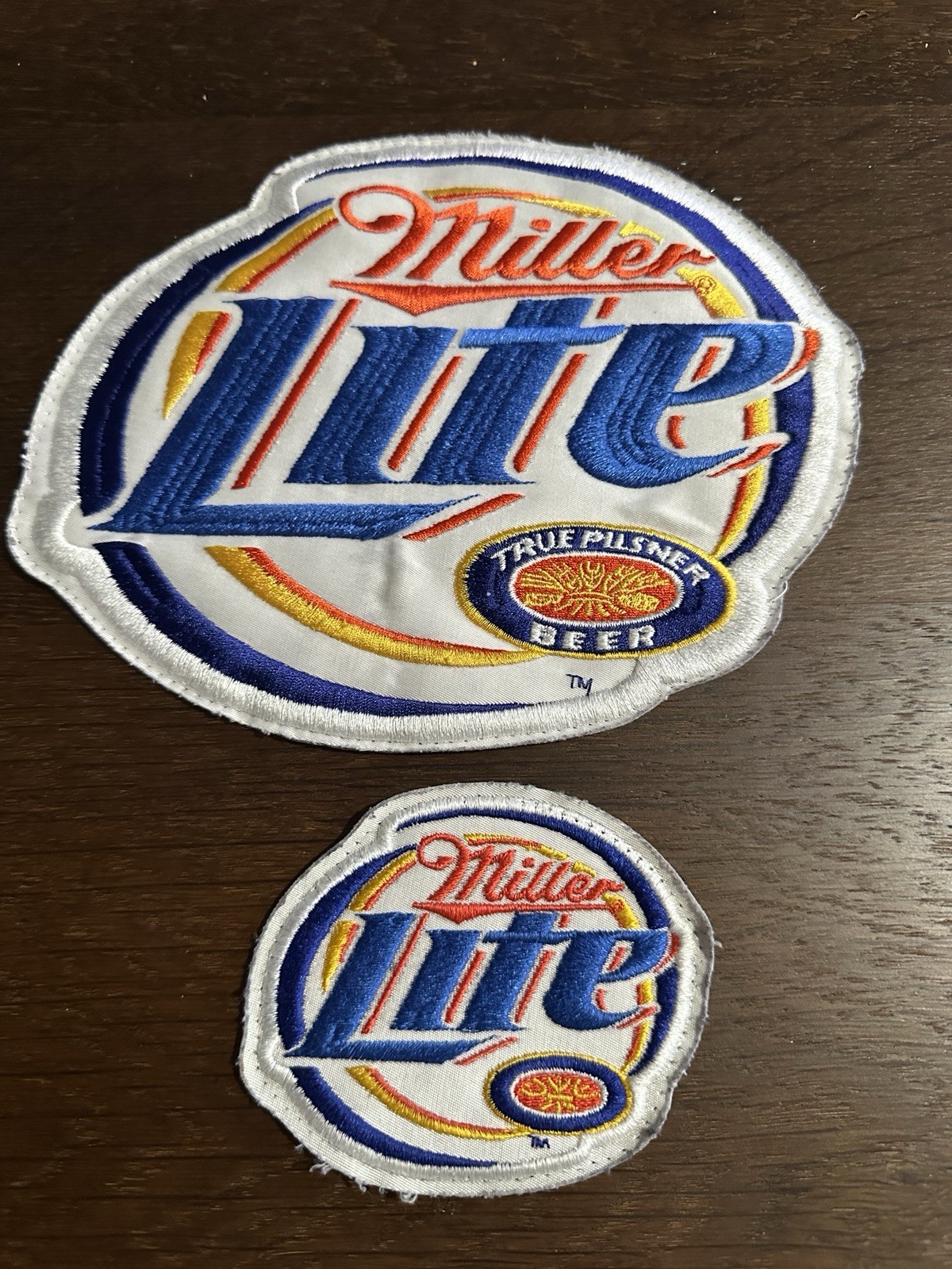 Large Oversized Miller Lite Embroidered Patch True Pilsner Beer Lot Of 2 Patches Large Oversized Miller Lite Embroidered Patch True Pilsner Beer Lot Of 2 Patches