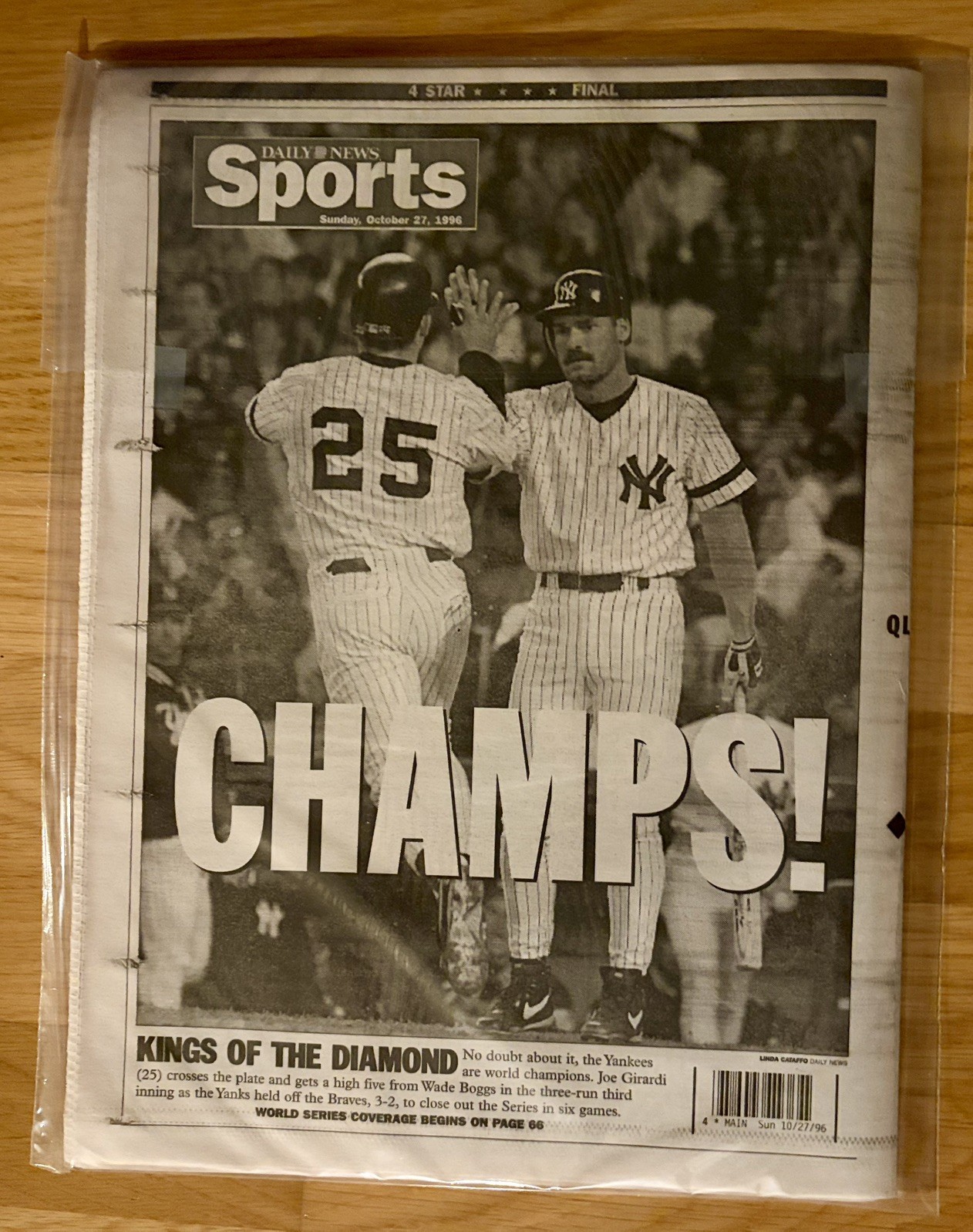 1996 NY YANKEES WORLD SERIES CHAMPIONSHIP - NY Daily News Oct 27 edition 1996 NY YANKEES WORLD SERIES CHAMPIONSHIP - NY Daily News Oct 27 edition