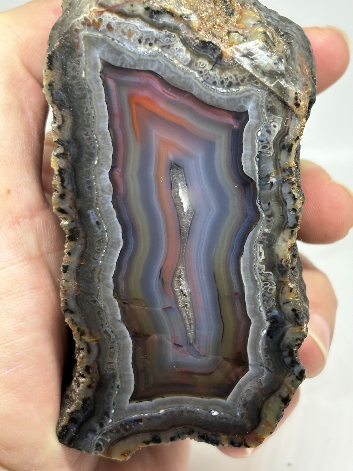529g Agate Specimen, Natural Chalcedony Geode with Blue-Grey and Orange