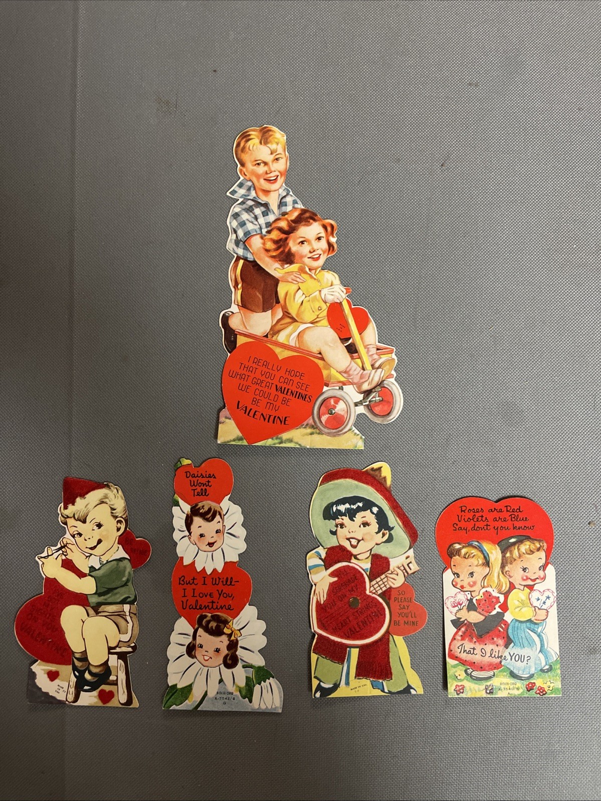 Vintage 1940s Valentines Day Die cut Stand Up Card Lot X5 Vintage 1940s Valentines Day Die cut Stand Up Card Lot X5