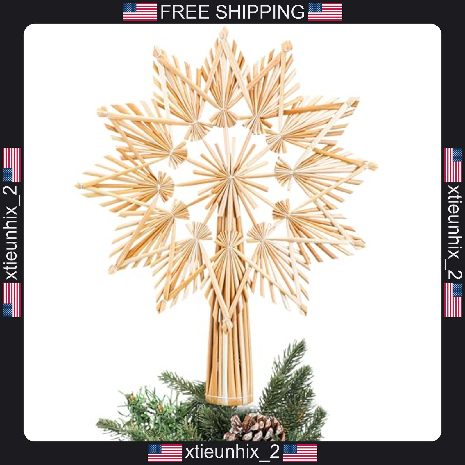 Christmas Straw Tree Topper 10x12 Inches Nordic Scandinavian Decor