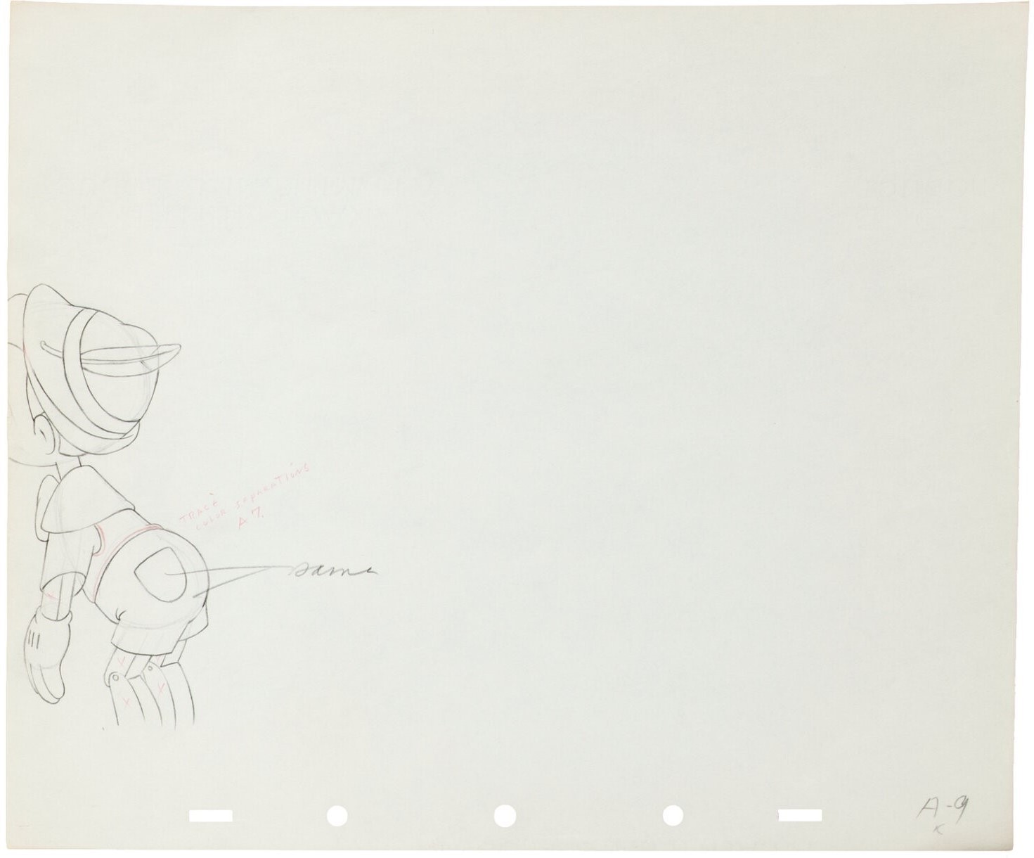 1939/1940 WALT DISNEY'S PINOCCHIO ORIGINAL PRODUCTION DRAWING ANIMATION ART PAGE