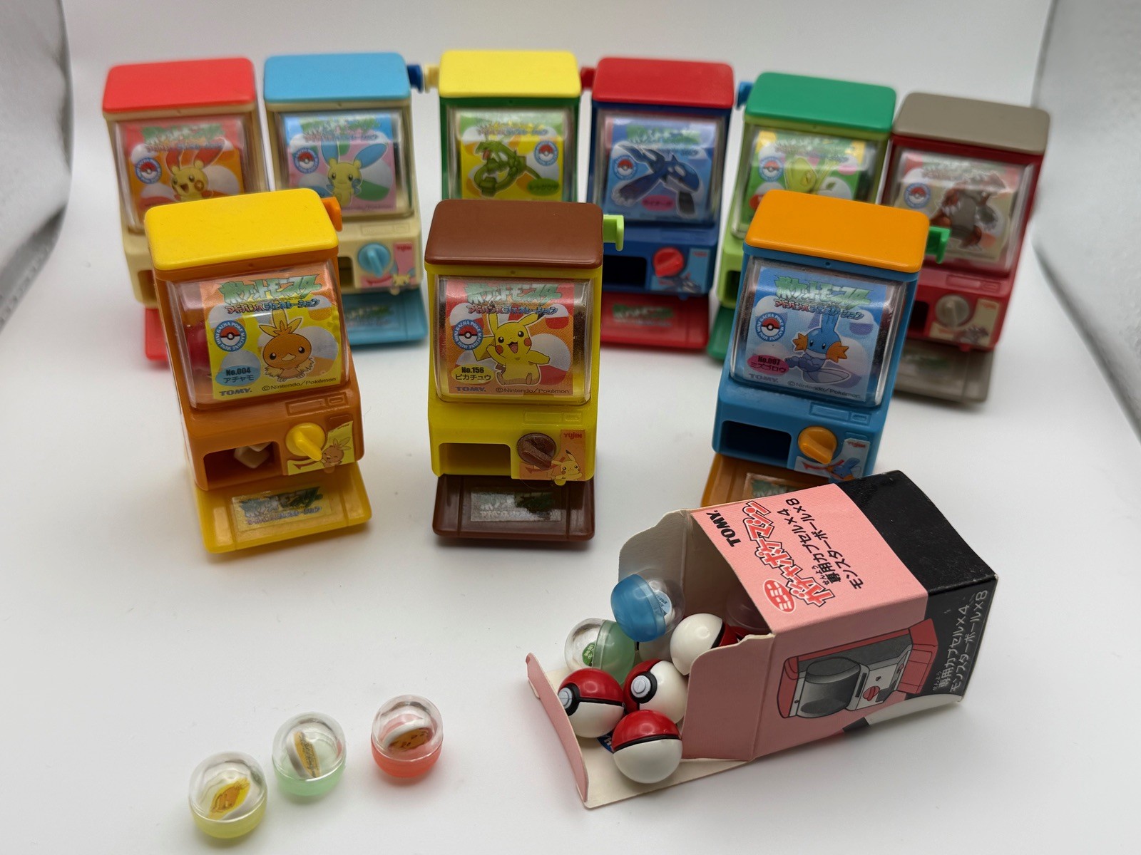 Vintage Tomy Pokemon Pocket Monster Mini Capsule Gashapon Gocha Machine Lot of 9