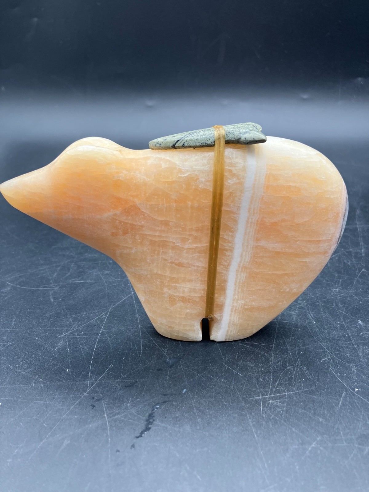 Tom Hayes Cherokee Large Bear Fetish Honey Calcite Picasso Marble Arrowhead 5.25 Tom Hayes Cherokee Large Bear Fetish Honey Calcite Picasso Marble Arrowhead 5.25