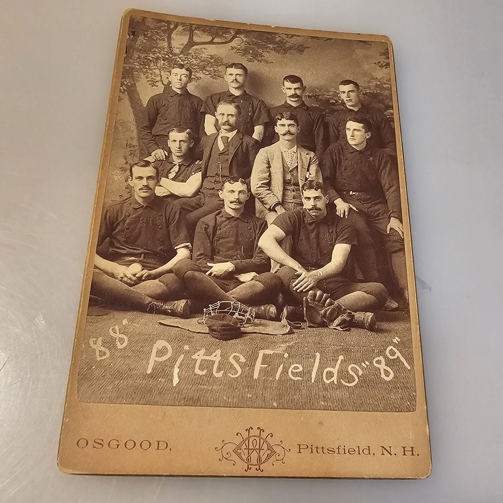 1888 1889 Pittsfield NH Baseball Team Cabinet Card Photo HW Osgood Antique Antiq