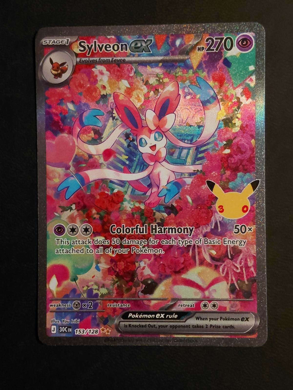 Pokémon Sylveon EX 153/128 30TH Anniversary Pokémon Sylveon EX 153/128 30TH Anniversary