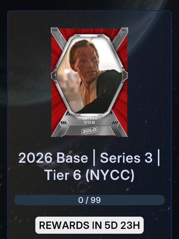 NYCC TIER 6 SERIES 3 BASE 99 CARD SET TOPPS STAR WARS CARD TRADER 2026 NYCC TIER 6 SERIES 3 BASE 99 CARD SET TOPPS STAR WARS CARD TRADER 2026