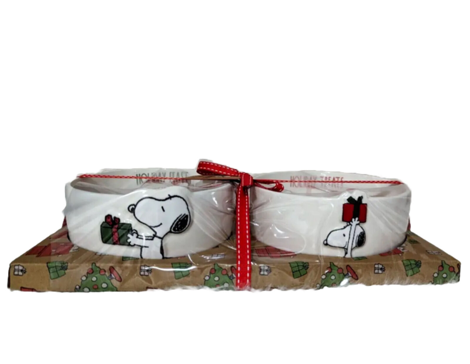 Peanuts x Rae Dunn Holiday Bowls Feast Treats Ceramic Bowls Set of 2 NEW