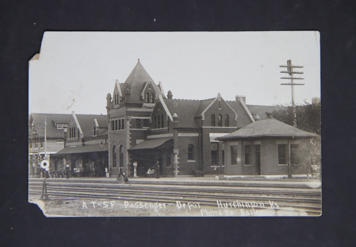 circa 1910 Real Photo Postcard / RPPC Santa Fe Railroad Depot, Hutchinso, Kansas circa 1910 Real Photo Postcard / RPPC Santa Fe Railroad Depot, Hutchinso, Kansas