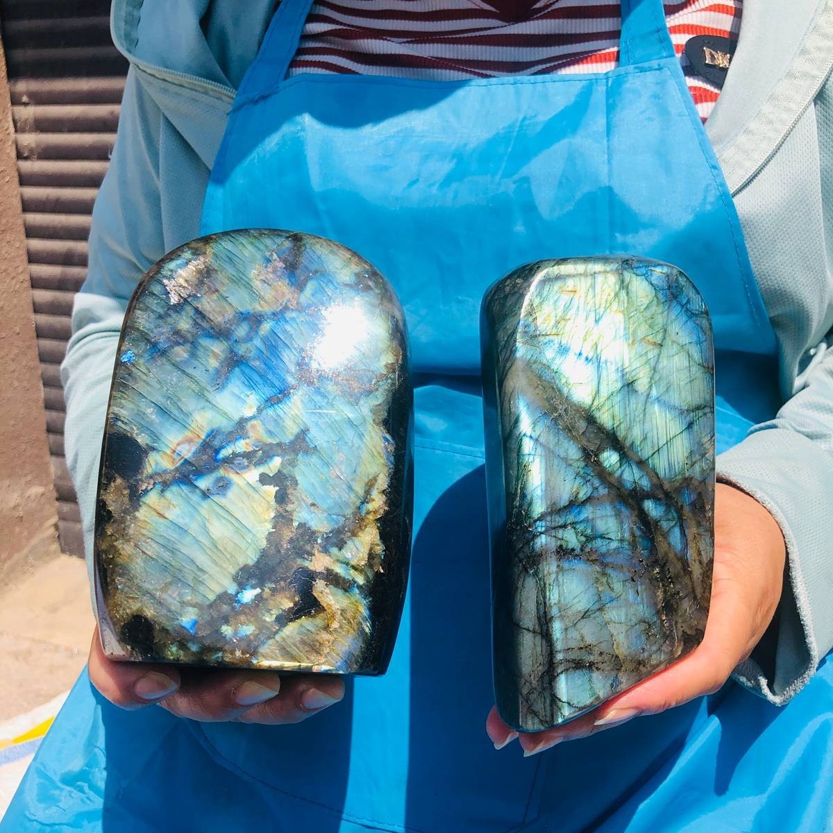 6.68LB 2Pcs Natural Gorgeous Labradorite Quartz Crystal Stone Specimen Healing