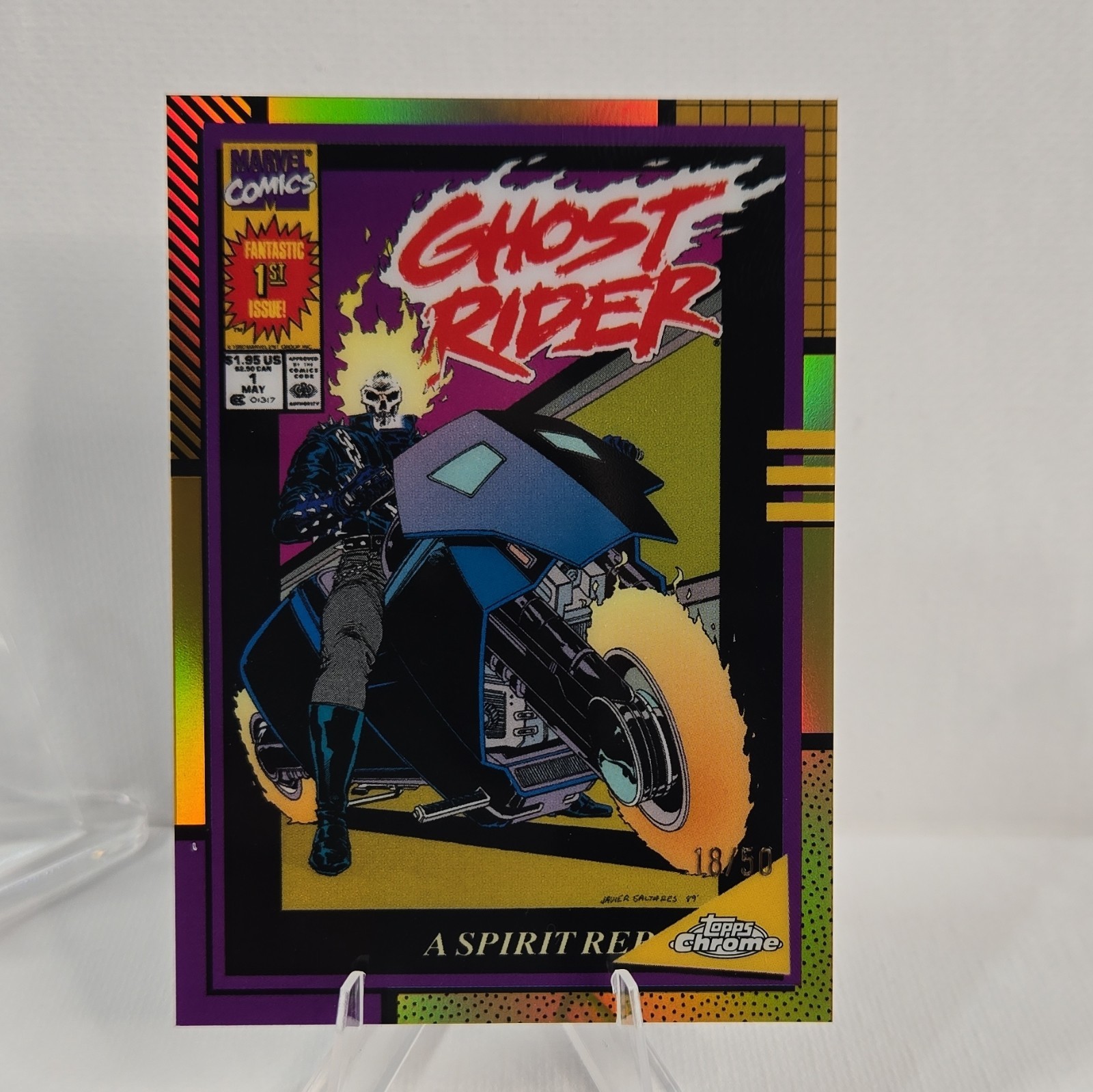 Topps 2024 Chrome Marvel 90's Classic Covers Ghost Rider MN-3 Gold /50 Topps 2024 Chrome Marvel 90's Classic Covers Ghost Rider MN-3 Gold /50
