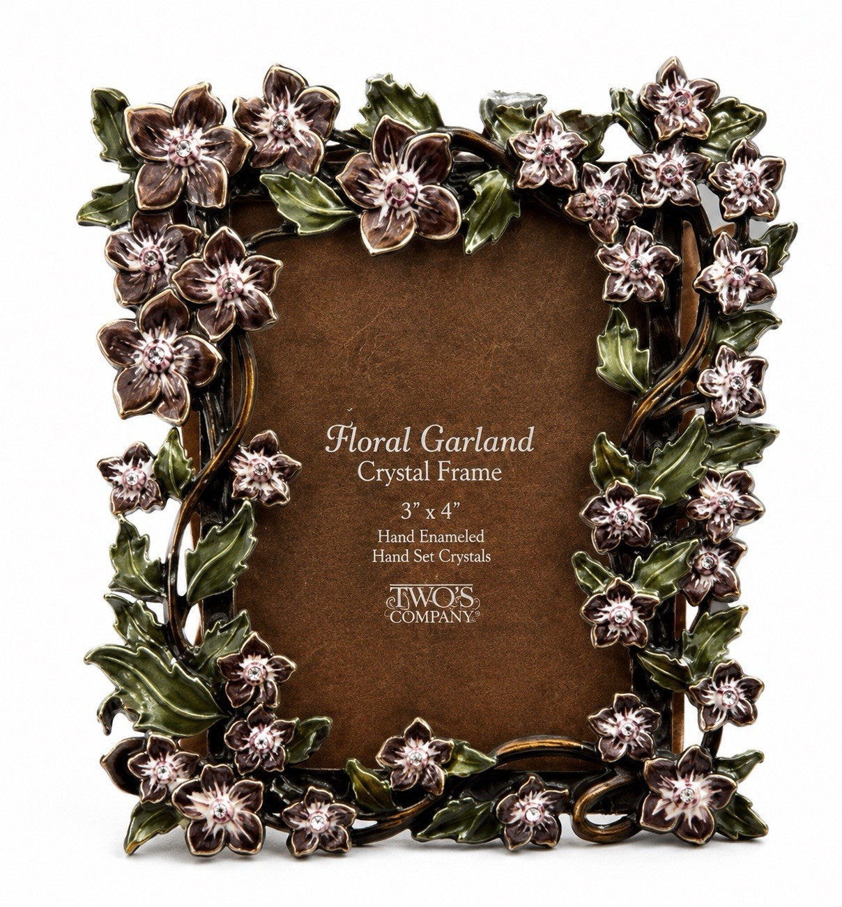 Two’s Company Enamel Metal & Crystals Picture Frame Flowers For 3” X 4” Photo Two’s Company Enamel Metal & Crystals Picture Frame Flowers For 3” X 4” Photo