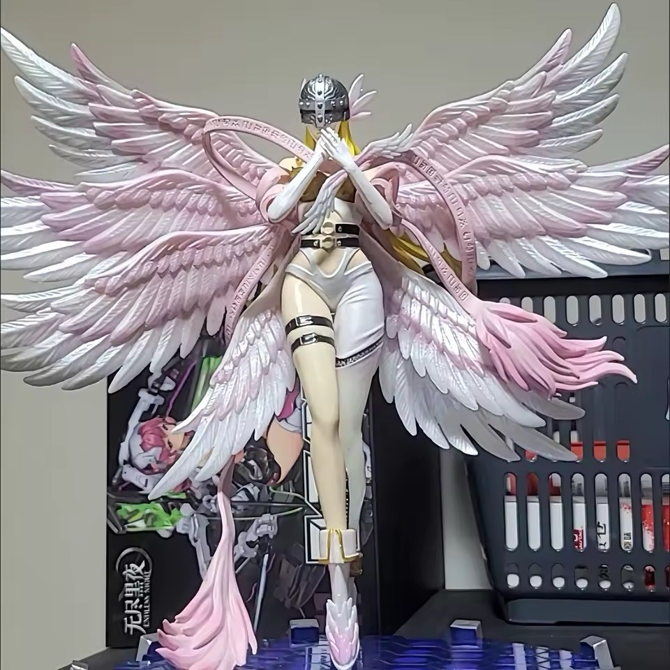 Digimon Angewomon 26cm Angel Figure Pink Wings PVC Anime Collectible Statue Digimon Angewomon 26cm Angel Figure Pink Wings PVC Anime Collectible Statue