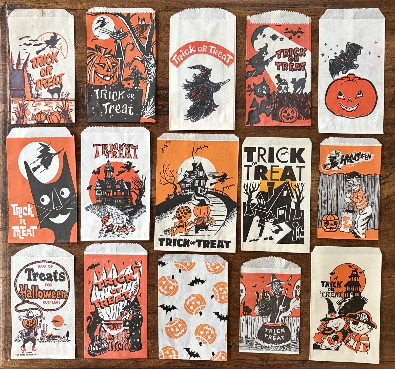 Vintage 1960s-1980s Halloween Paper Trick or Treat Handout Bag Collection Vintage 1960s-1980s Halloween Paper Trick or Treat Handout Bag Collection