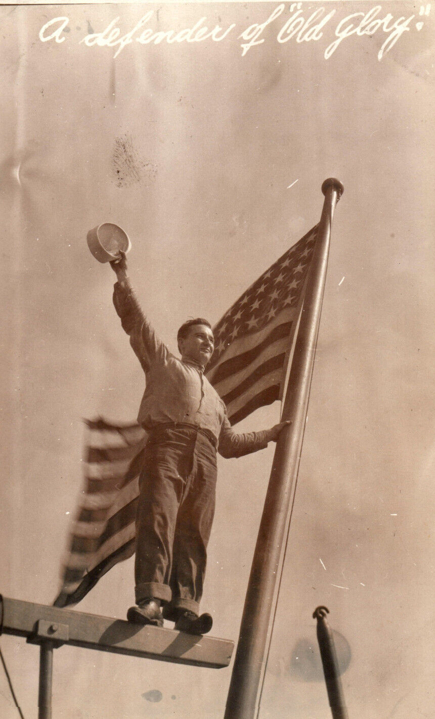 WWI Defender Of Old Glory American Navy Sailor Real Photo Postcard RPPC WWI Defender Of Old Glory American Navy Sailor Real Photo Postcard RPPC