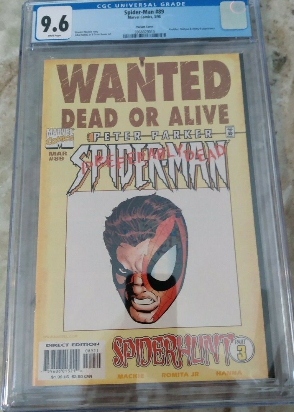 Spider-Man: Wanted Poster Variant Cover #89 CGC 9.6 White Pages Marvel 1998
