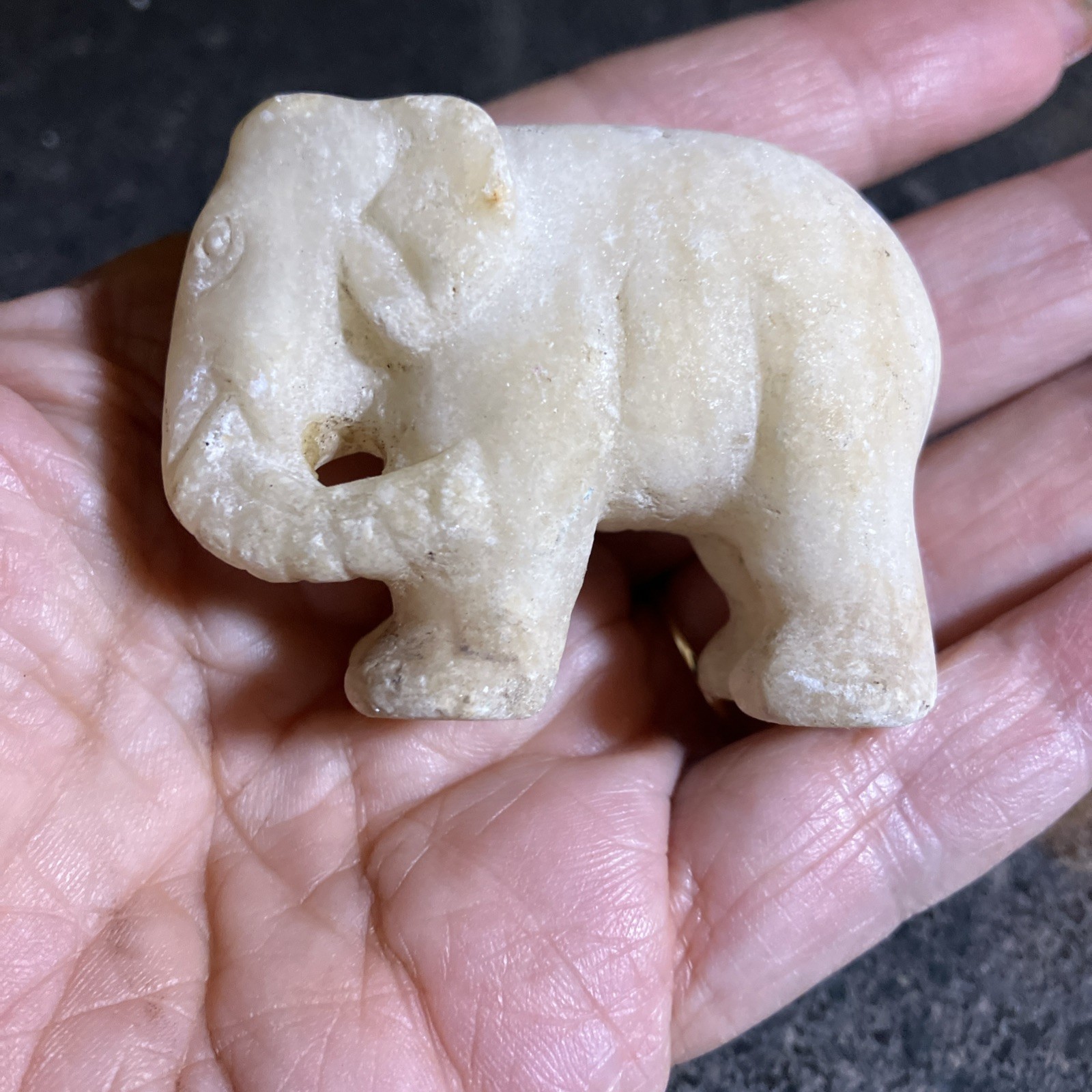 Vintage Hand Carved Stone Elephant Signed Vintage Hand Carved Stone Elephant Signed