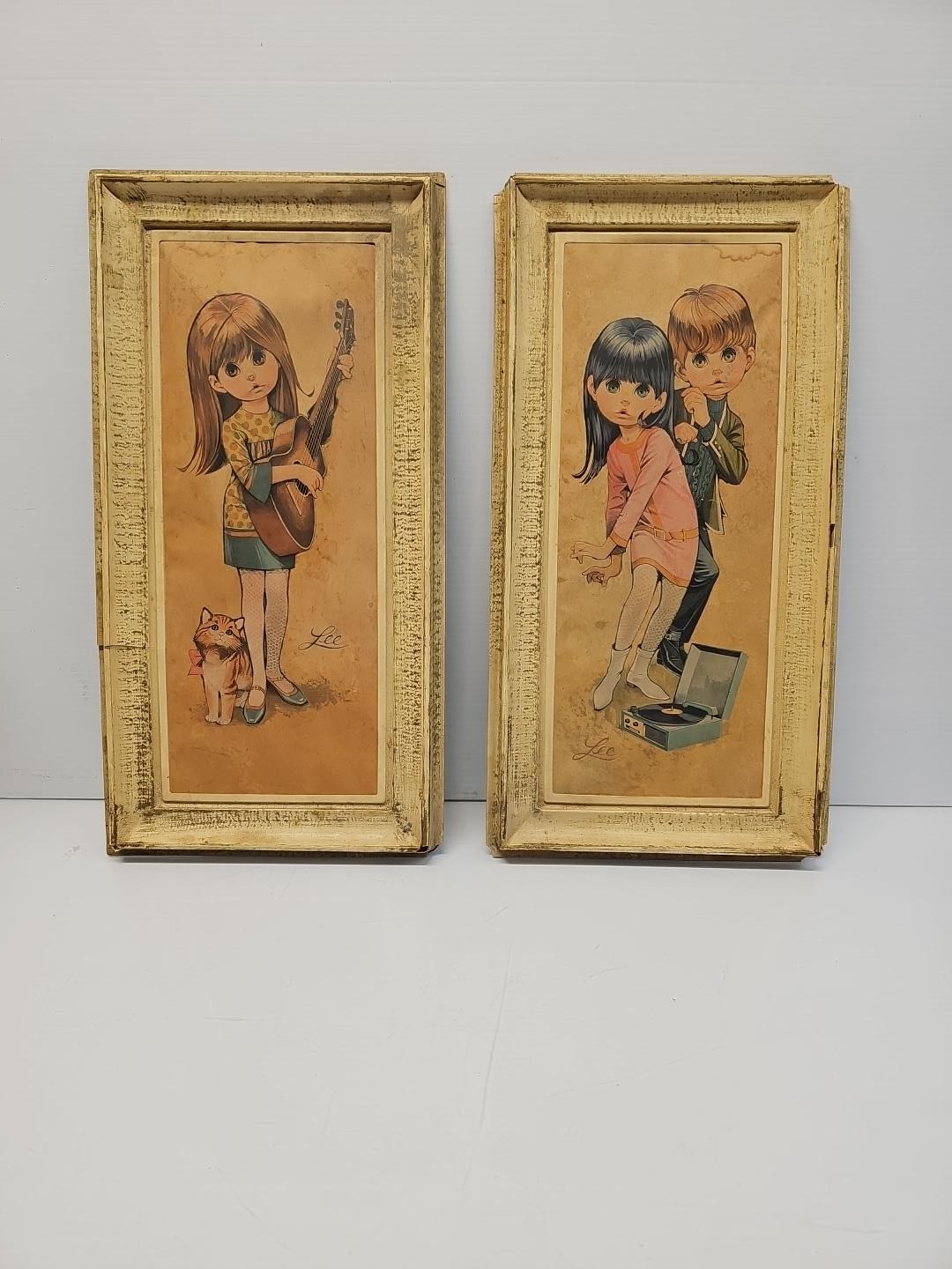 Vintage Lee Big Eye Kids Framed Wall Art Prints MCM 1960s 70s Set of 2 Vintage Lee Big Eye Kids Framed Wall Art Prints MCM 1960s 70s Set of 2