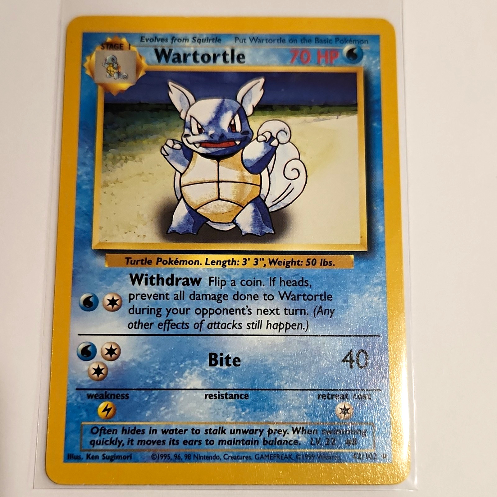 Pokémon Wartortle #42/102 1999 Base Set English Trading Card WOTC
