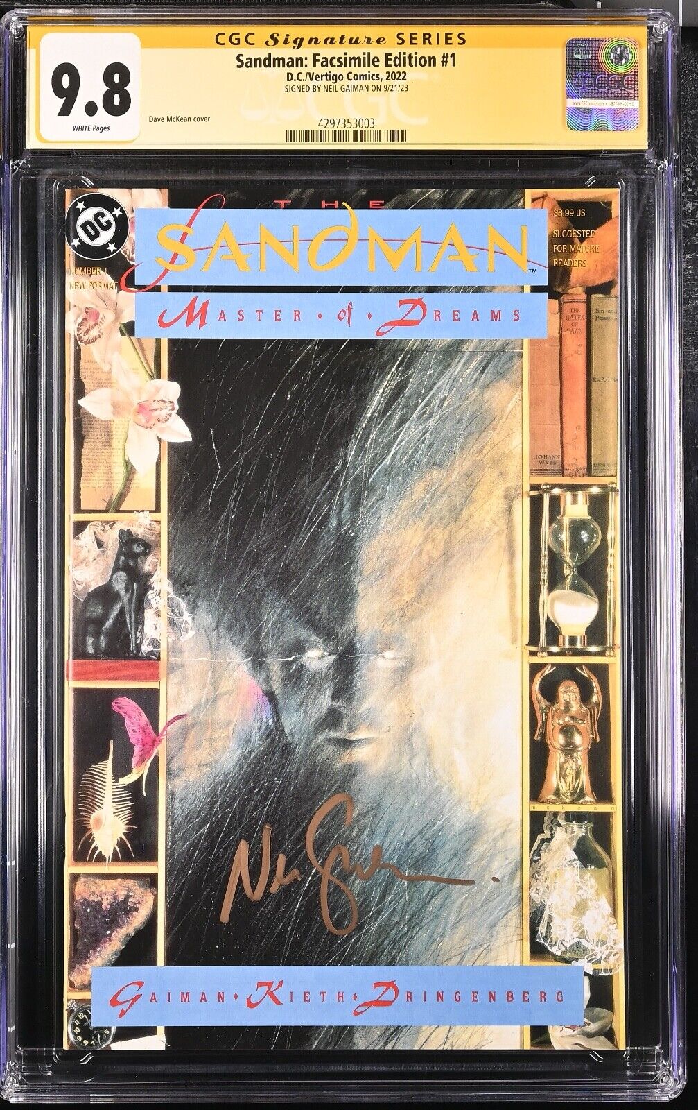 Sandman: Facsimile Edition #1 CGC SS 9.8 Signed Neil Gaiman • 1st Morpheus • DC