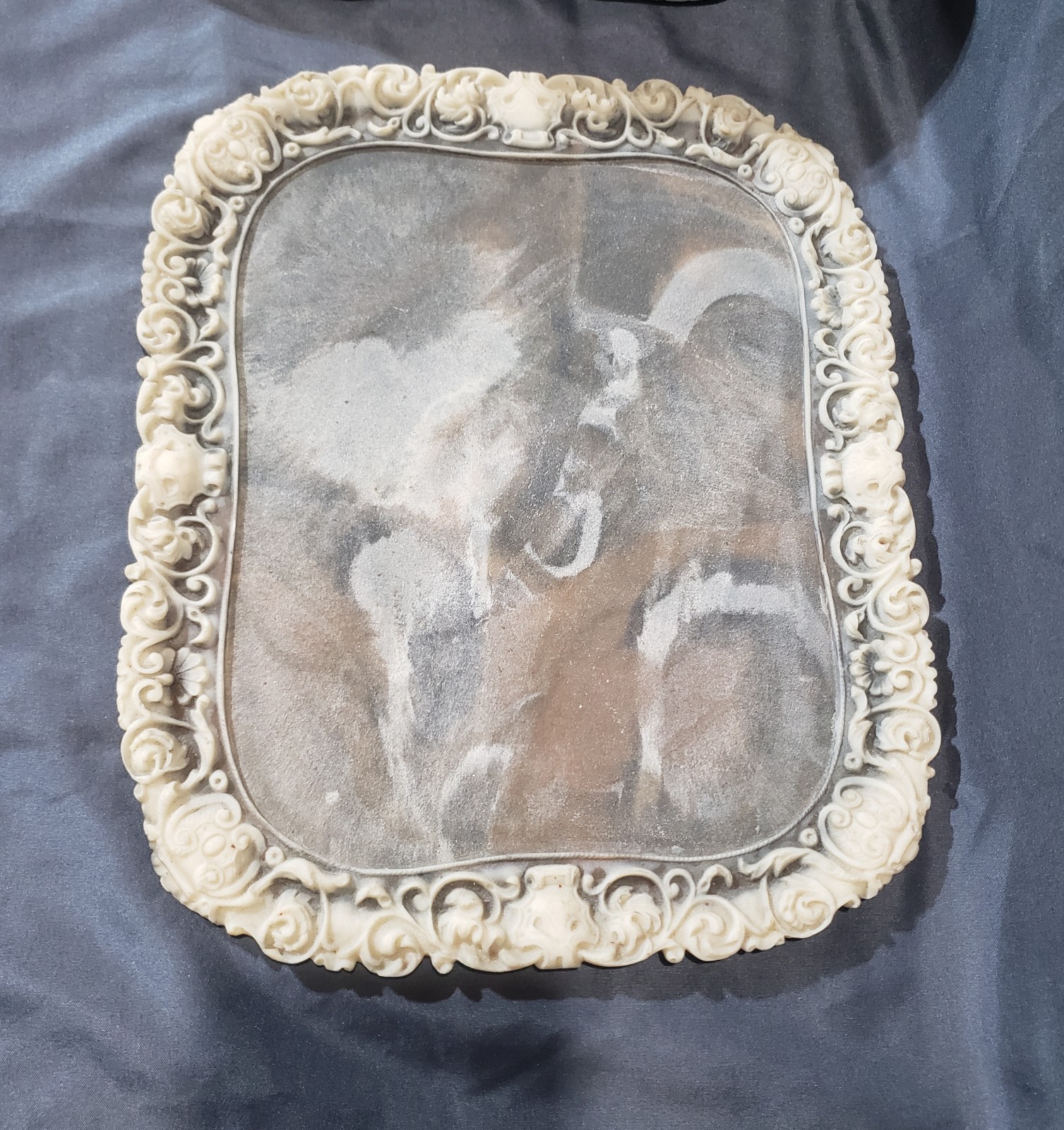 Vintage Genuine Incolay Stone Tray 13\ Vintage Genuine Incolay Stone Tray 13\