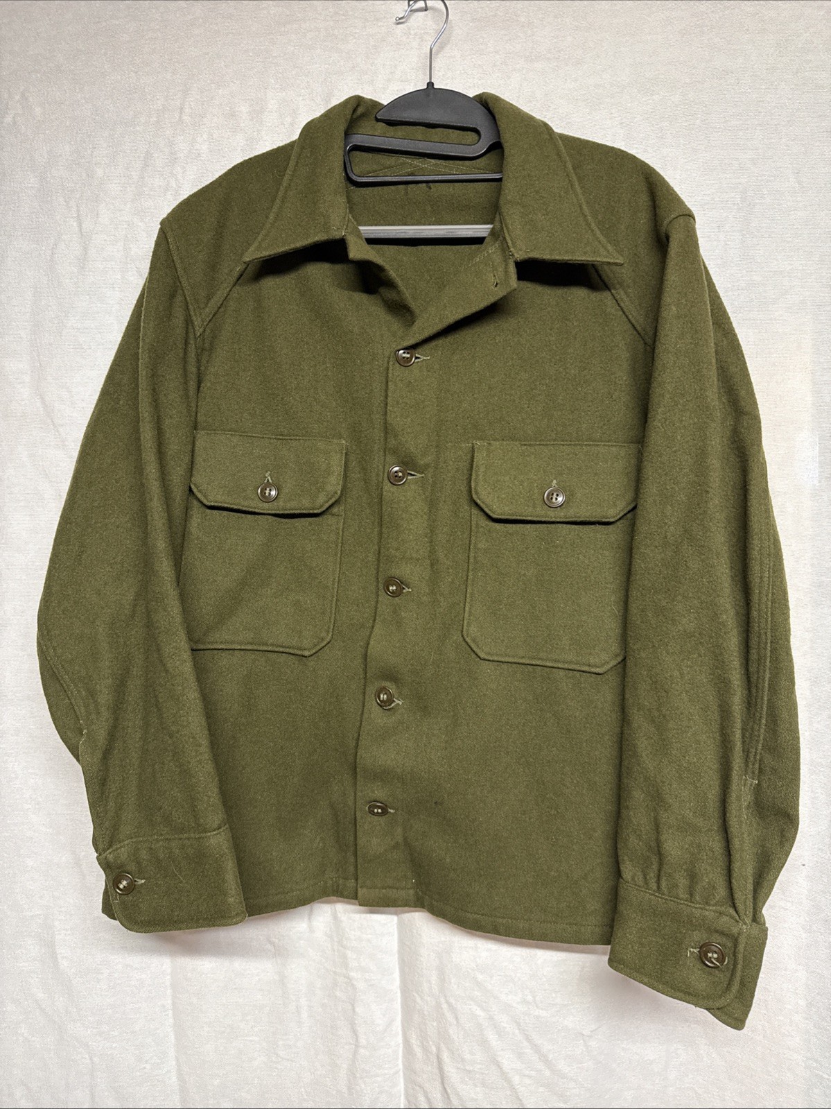 Vtg Military Shirt Medium US Army Field M-51 Olive Green Wool Korean War OG-108 Vtg Military Shirt Medium US Army Field M-51 Olive Green Wool Korean War OG-108