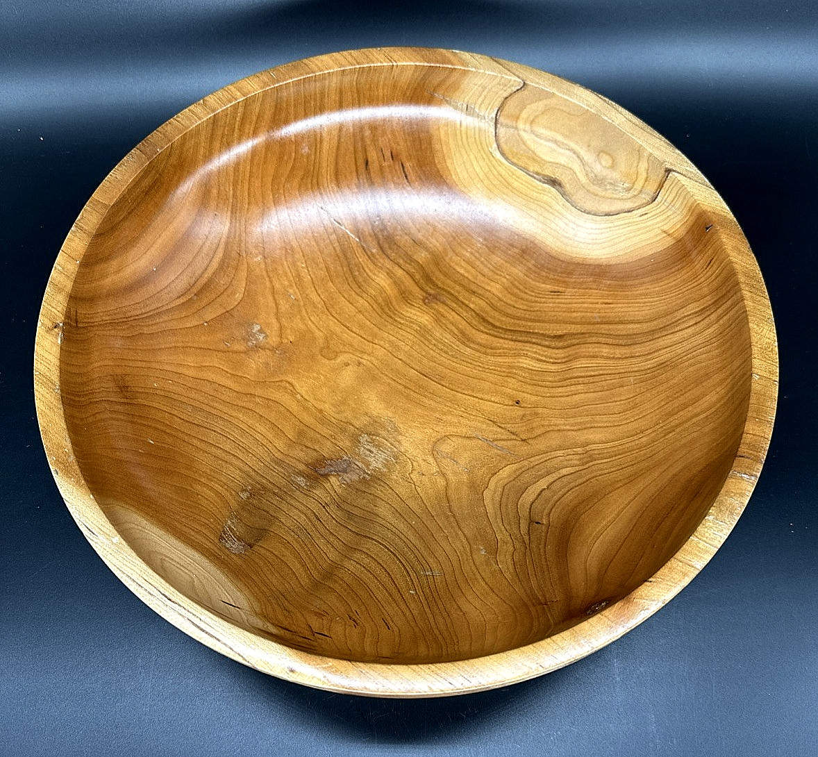 Handmade Turned Signed Cherry Wood Serving Bowl 11.5 Handmade Turned Signed Cherry Wood Serving Bowl 11.5
