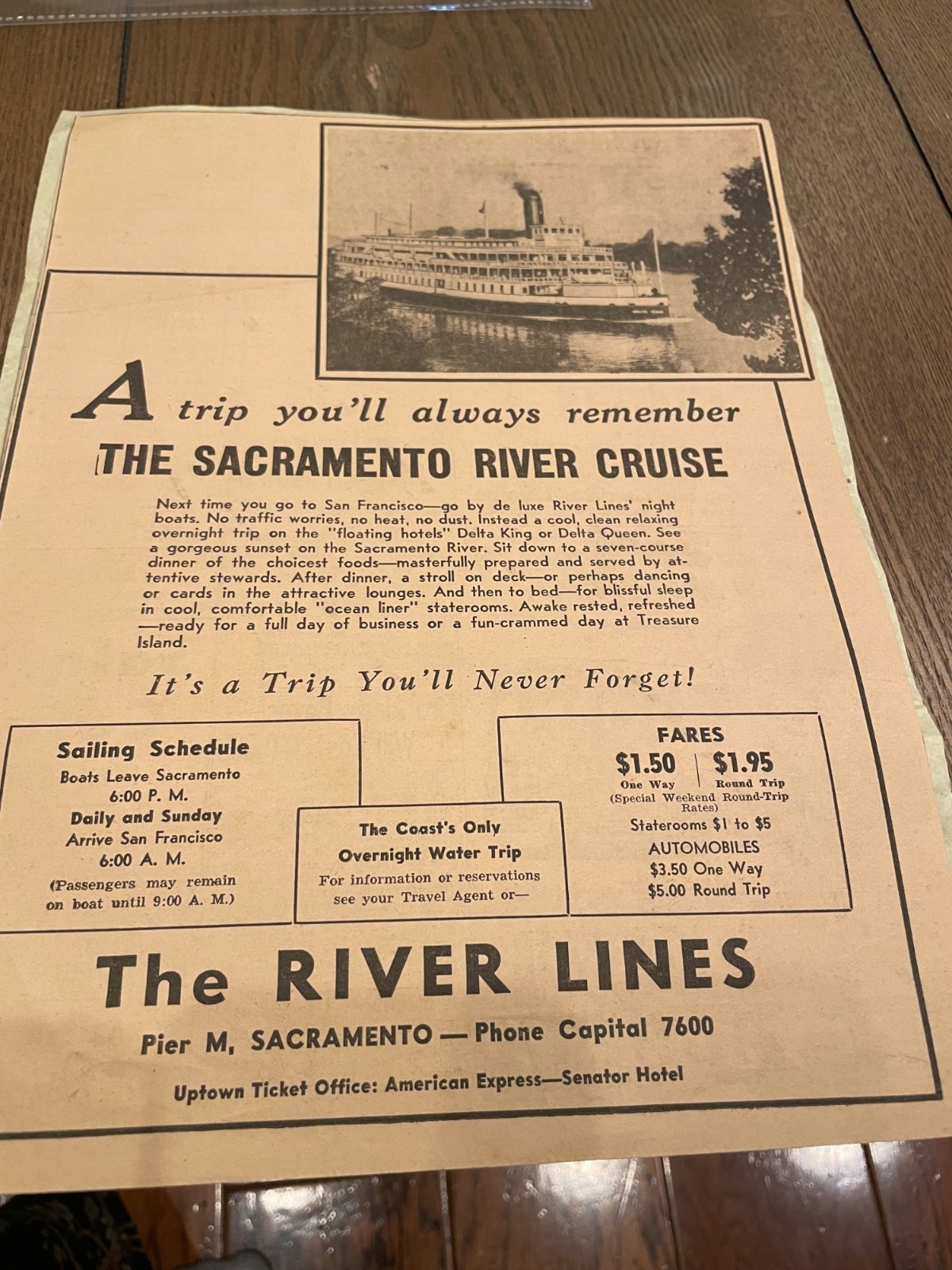 Vintage Sacramento River Cruise Advertisement Delta King & Queen Historic Travel Vintage Sacramento River Cruise Advertisement Delta King & Queen Historic Travel