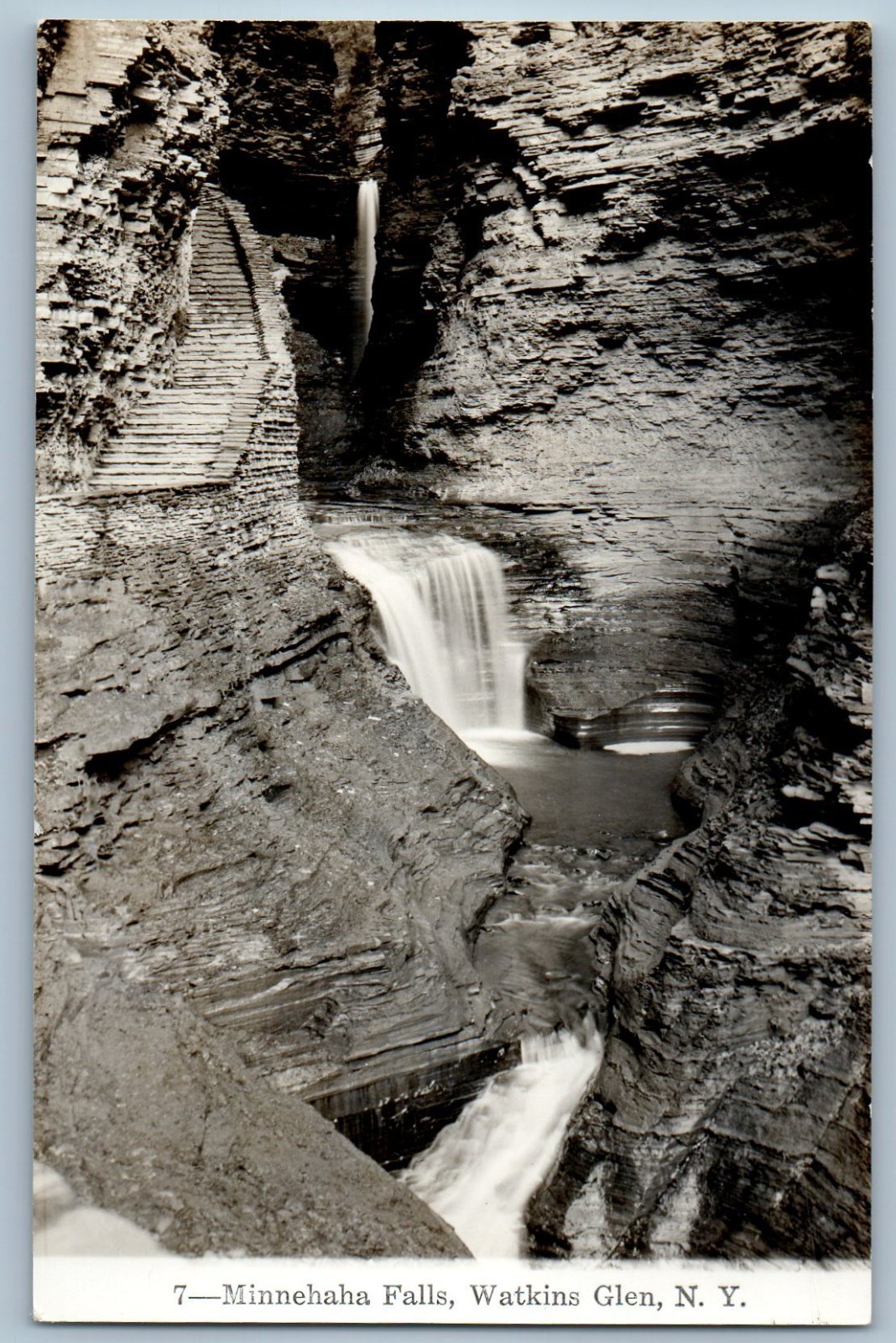 c1940's Minnehaha Falls Watkins Glen New York NY Phelps RPPC Photo Postcard c1940's Minnehaha Falls Watkins Glen New York NY Phelps RPPC Photo Postcard