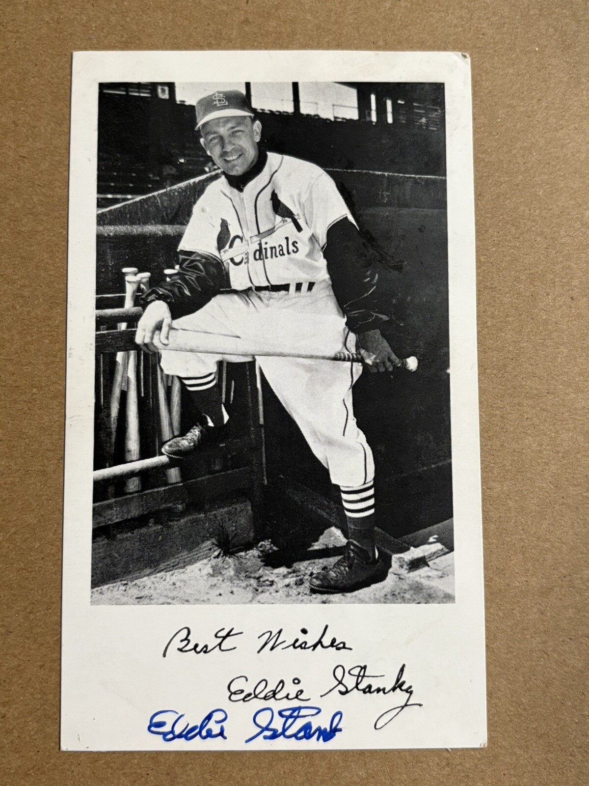 1953 EDDIE STANKY SIGNED CARDINALS TEAM ISSUE POSTCARD - POSTMARKED 1953 EDDIE STANKY SIGNED CARDINALS TEAM ISSUE POSTCARD - POSTMARKED